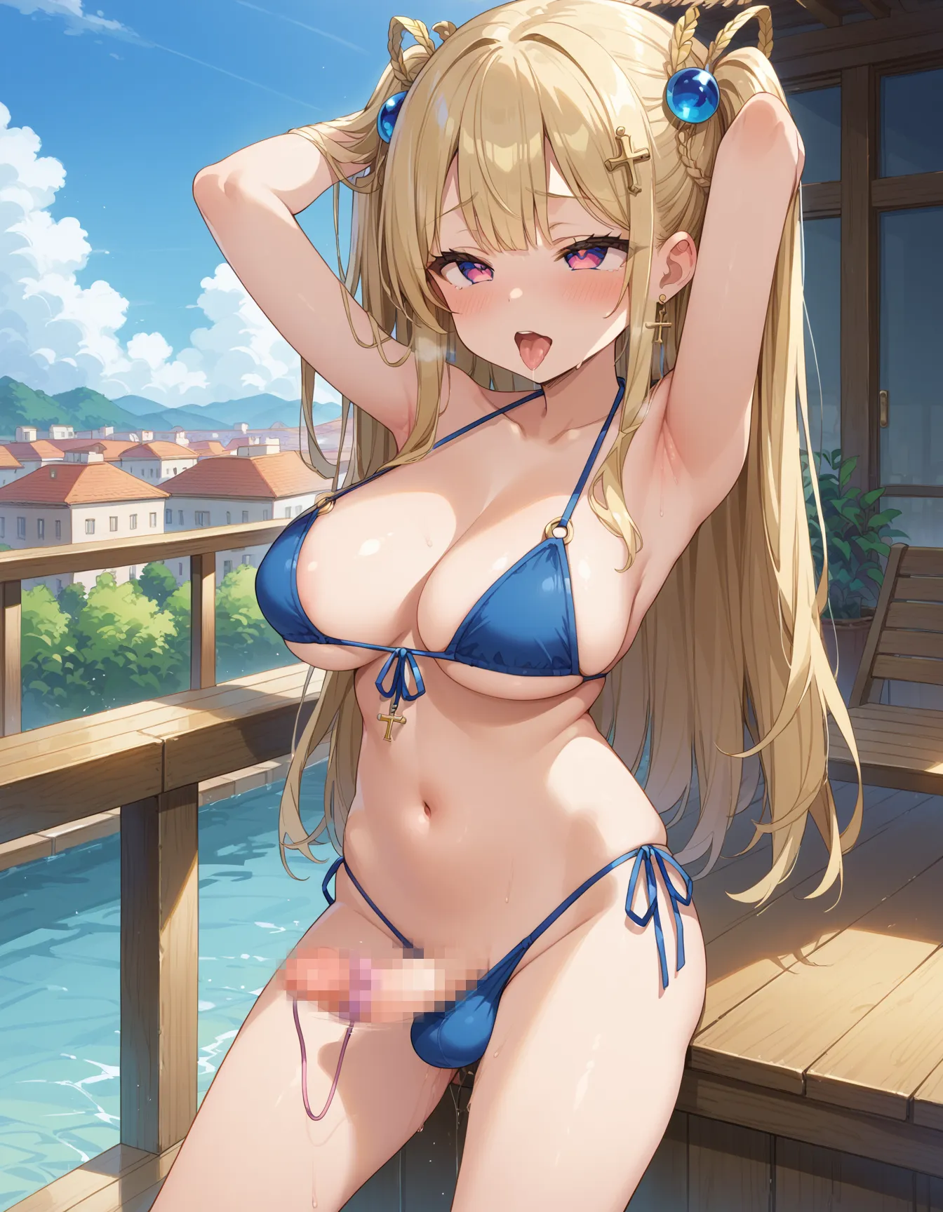 【「ふたなり×下着（ブラジャー・パンティ）」AIエロ画像（イラスト・アニメ・二次元風）352枚まとめ！(12ページ目)のエロ画像13枚目