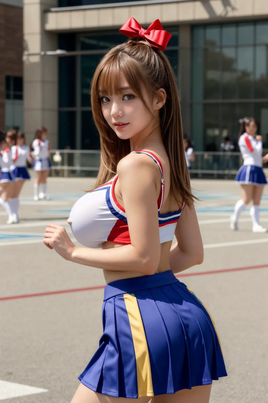 【「爆乳・超乳×チアリーダー」AIエロ画像（リアル・実写・フォト風）199枚まとめ！(7ページ目)のエロ画像13枚目