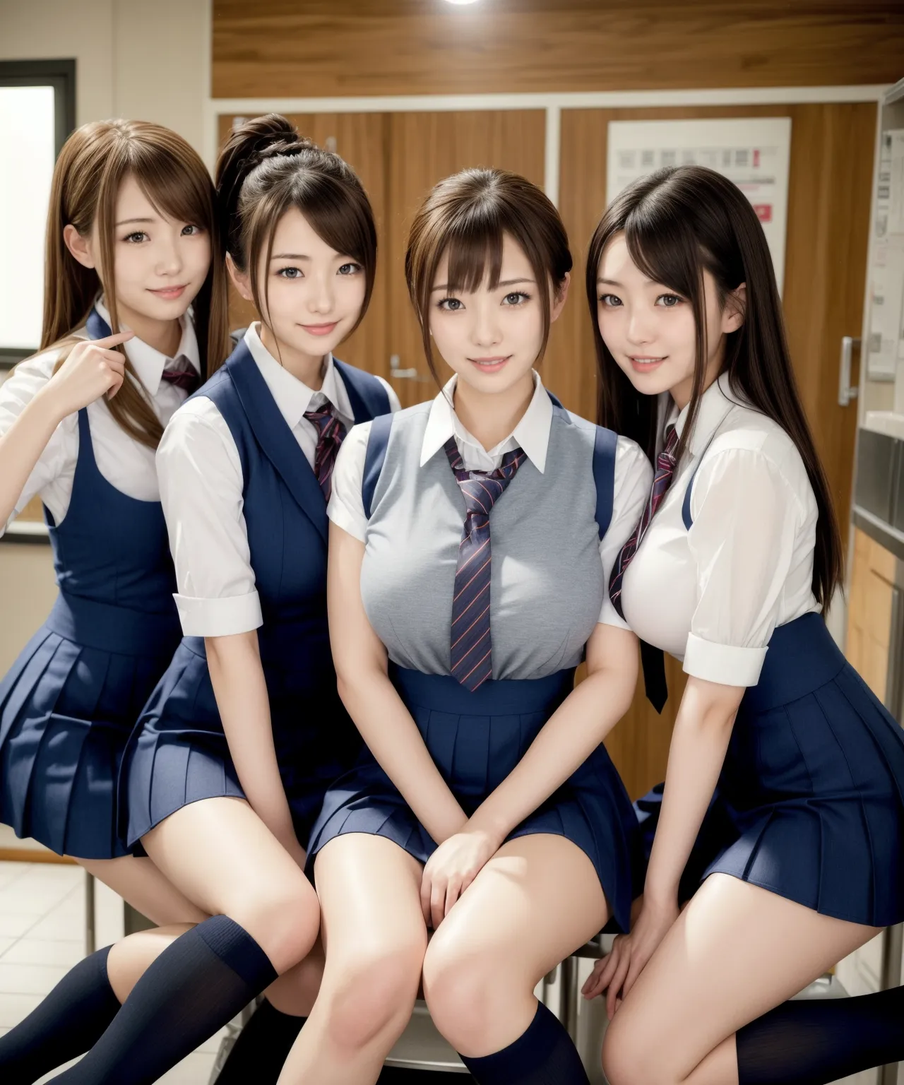 【「爆乳・超乳×学制服」AIエロ画像（リアル・実写・フォト風）1962枚まとめ！(63ページ目)のエロ画像12枚目