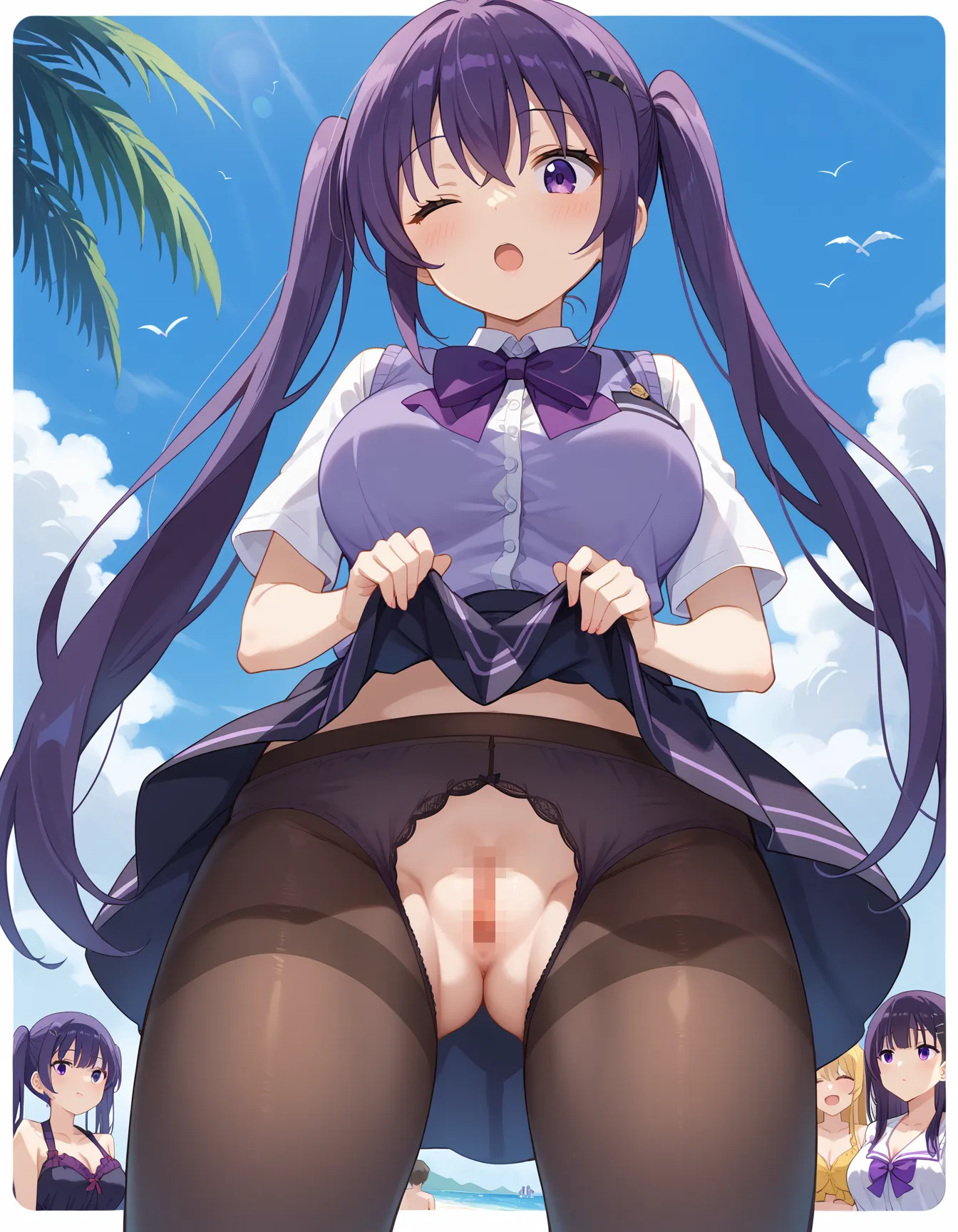 【「巨乳×パンスト」AIエロ画像（イラスト・アニメ・二次元風）575枚まとめ！(19ページ目)のエロ画像4枚目