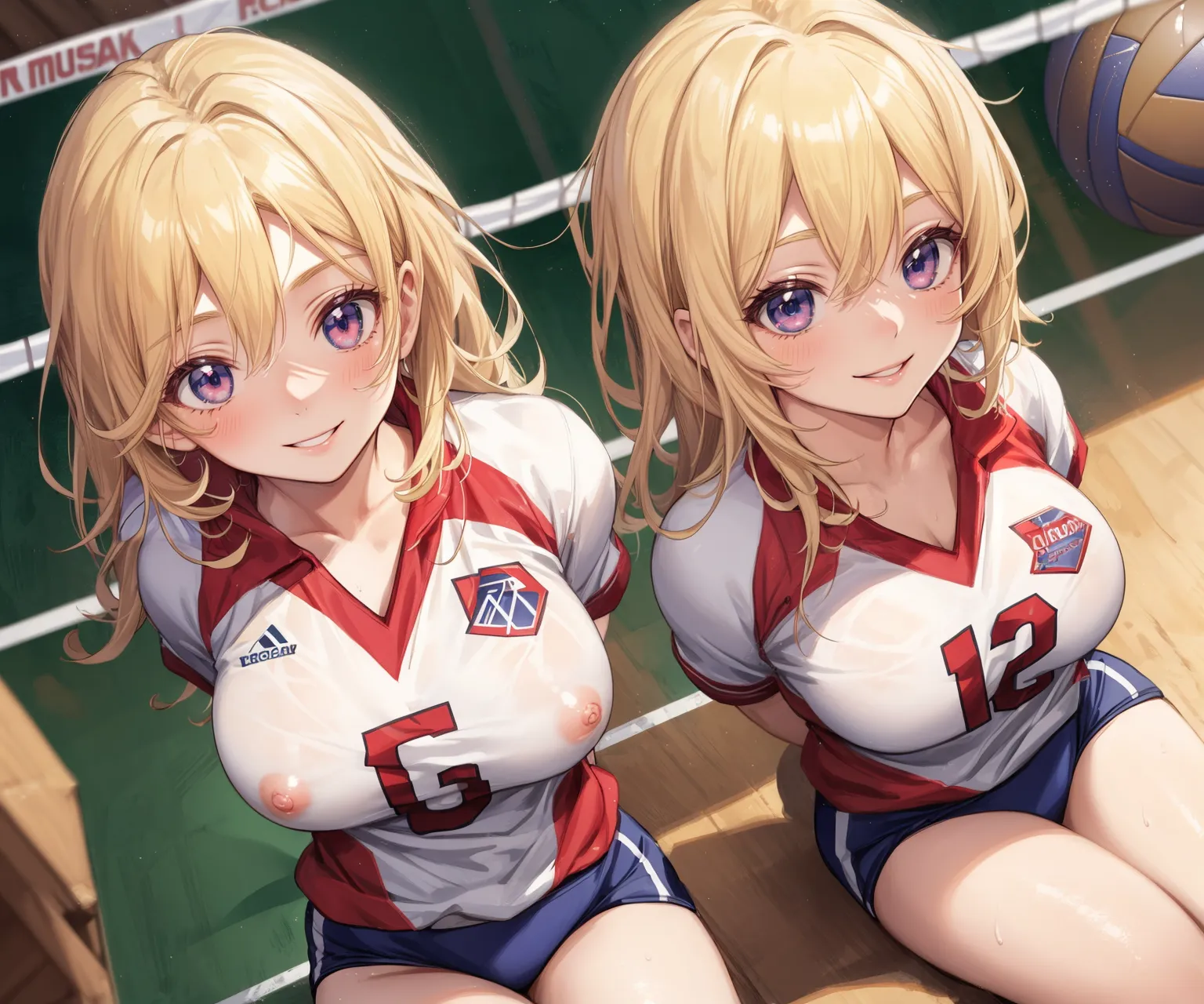 【「巨乳×バレーボール」AIエロ画像（イラスト・アニメ・二次元風）132枚まとめ！(5ページ目)のエロ画像4枚目