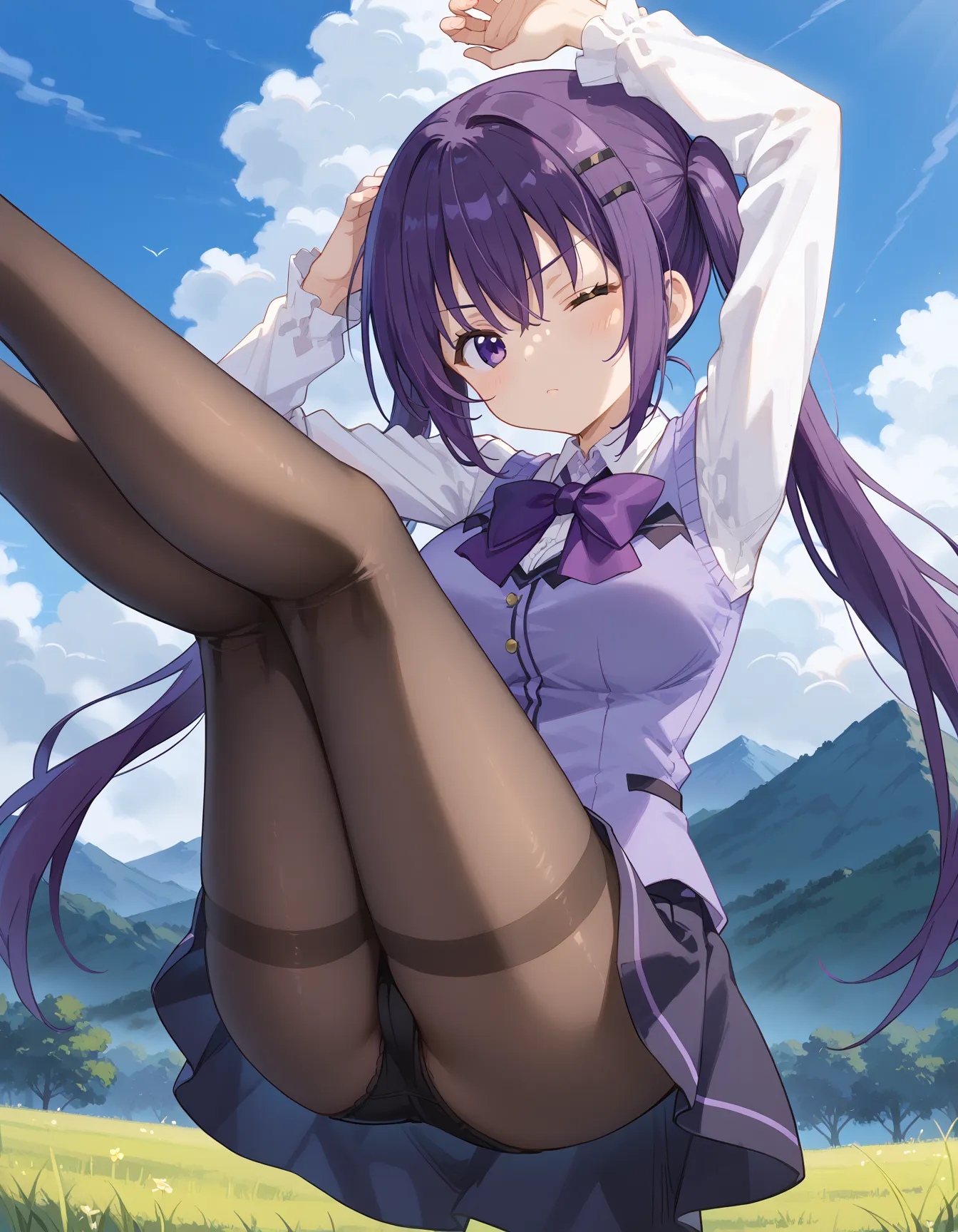 【「巨乳×パンスト」AIエロ画像（イラスト・アニメ・二次元風）575枚まとめ！(19ページ目)のエロ画像1枚目