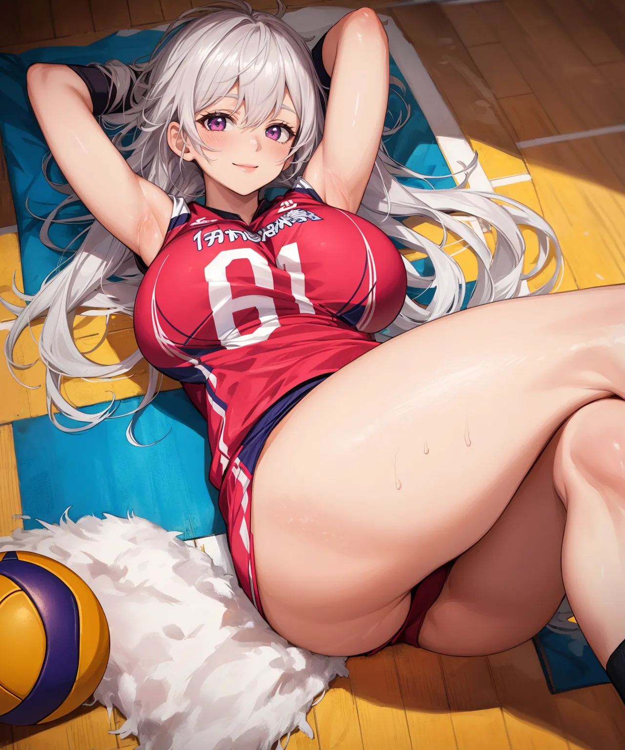 【「巨乳×バレーボール」AIエロ画像（イラスト・アニメ・二次元風）132枚まとめ！(5ページ目)のエロ画像2枚目