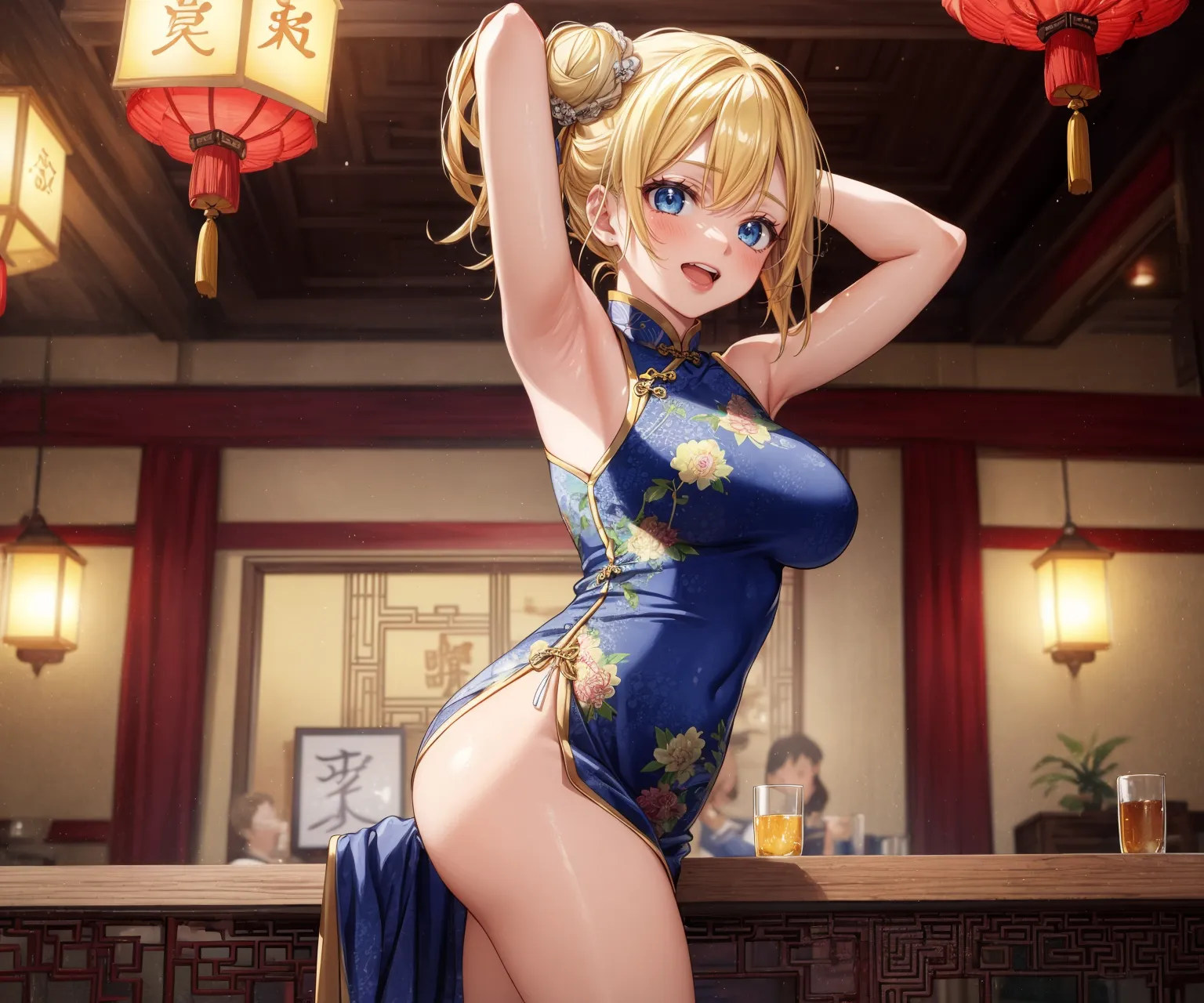 【「巨乳×チャイナドレス」AIエロ画像（イラスト・アニメ・二次元風）47枚まとめ！(2ページ目)のエロ画像13枚目