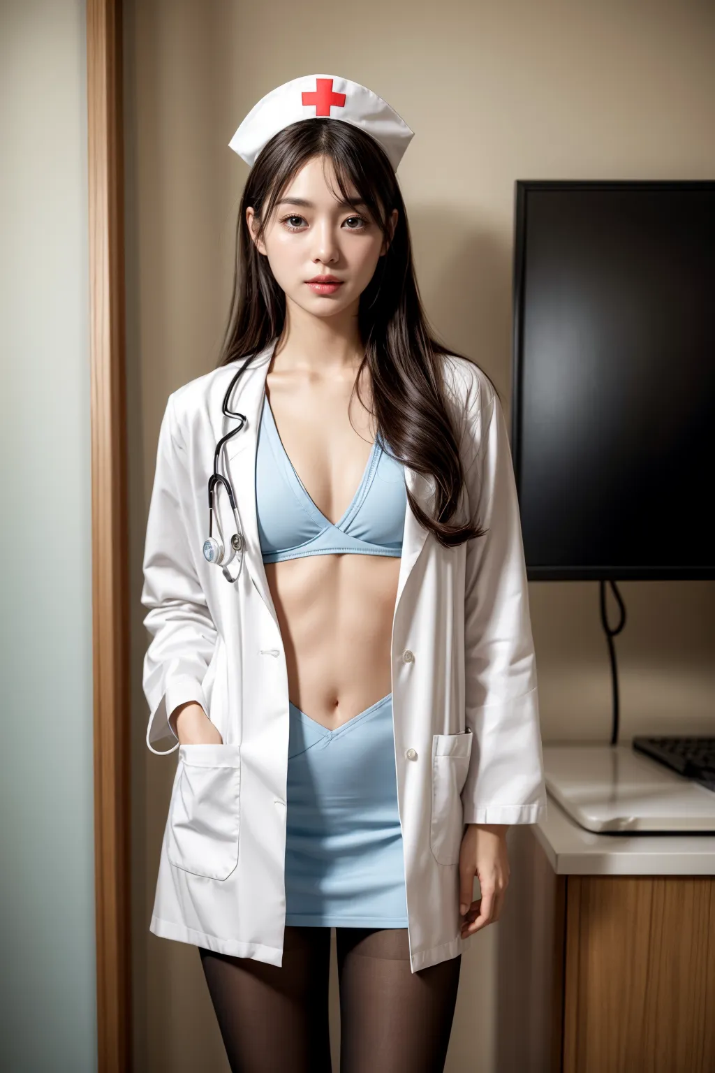 【「貧乳×パンスト」AIエロ画像（リアル・実写・フォト風）473枚まとめ！(14ページ目)のエロ画像12枚目