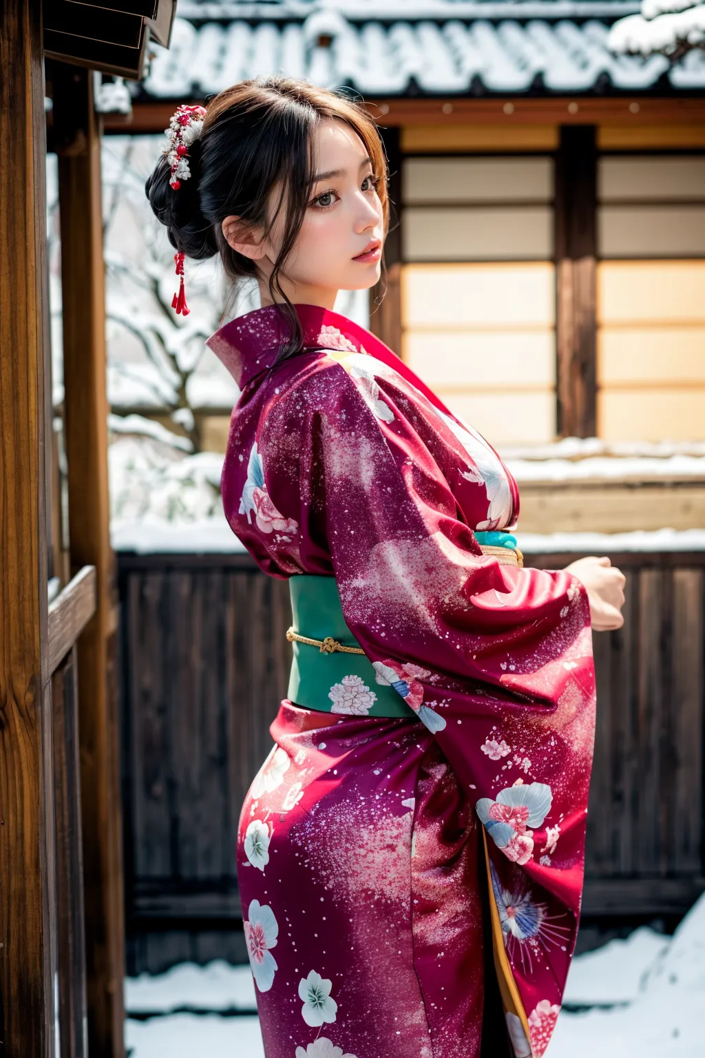 【「巨乳×着物」AIエロ画像（リアル・実写・フォト風）117枚まとめ！(4ページ目)のエロ画像11枚目