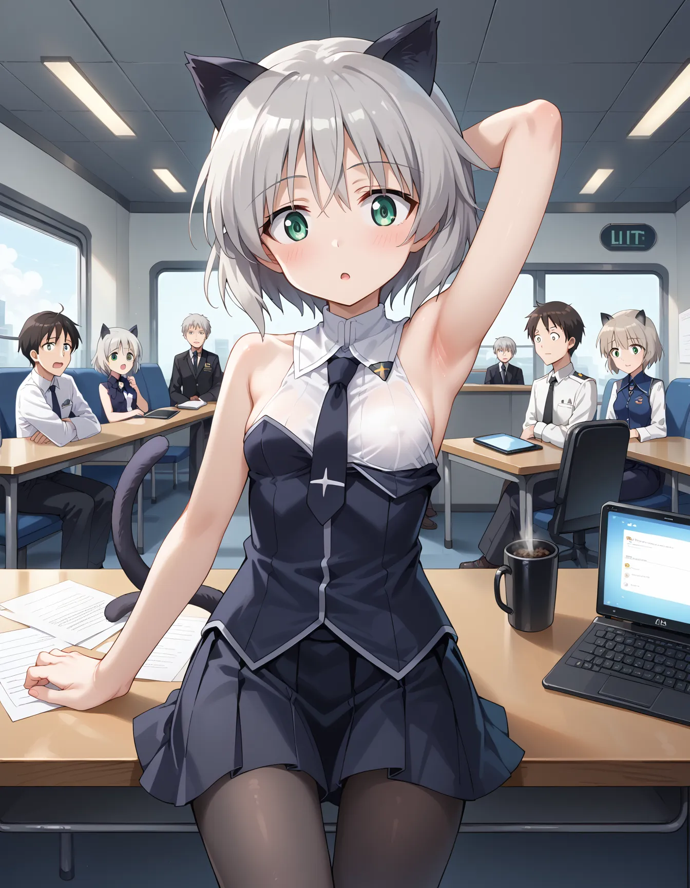 【「腋・脇×パンスト」AIエロ画像（イラスト・アニメ・二次元風）80枚まとめ！(3ページ目)のエロ画像7枚目
