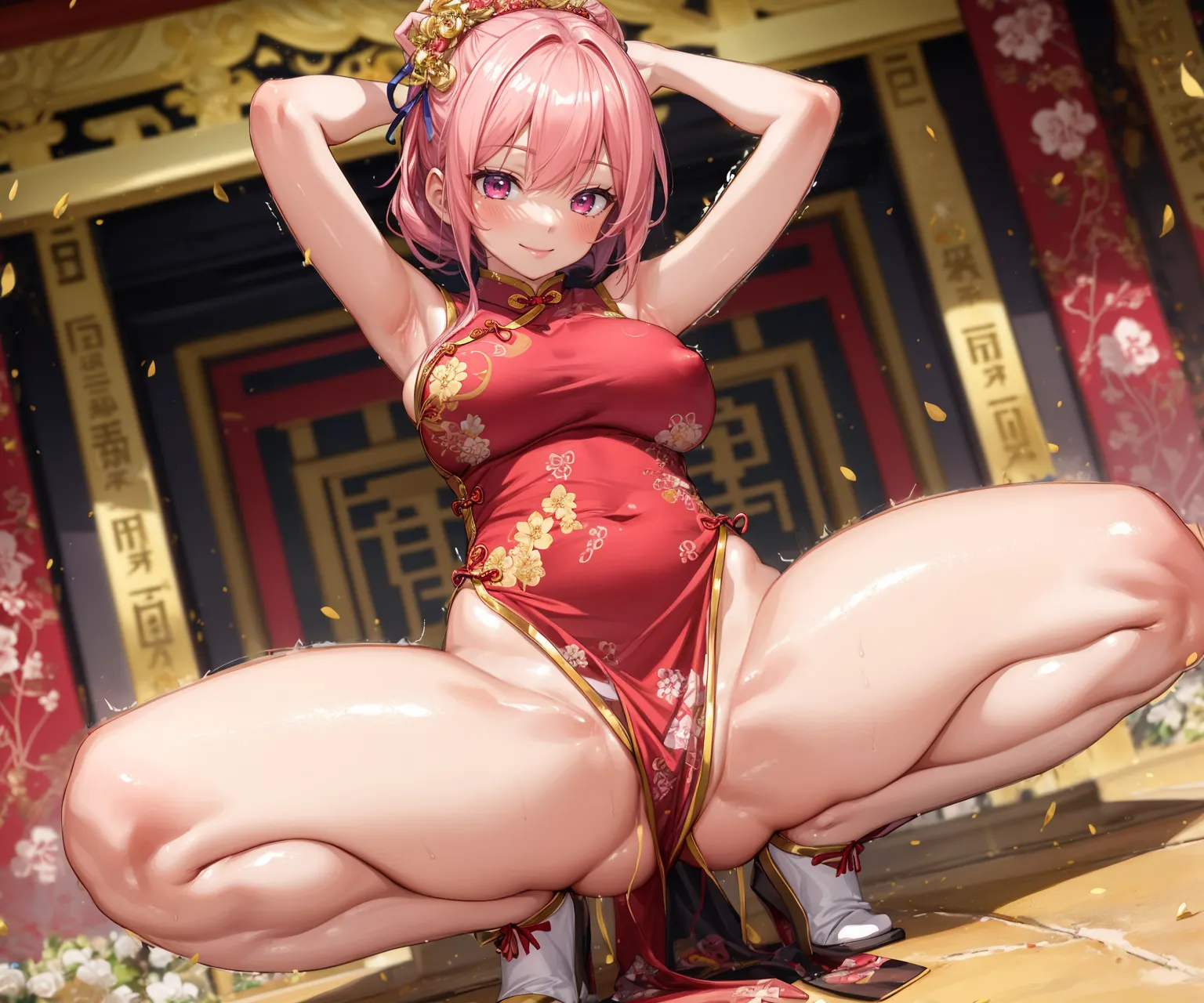 【「爆乳・超乳×チャイナドレス」AIエロ画像（イラスト・アニメ・二次元風）56枚まとめ！(2ページ目)のエロ画像17枚目