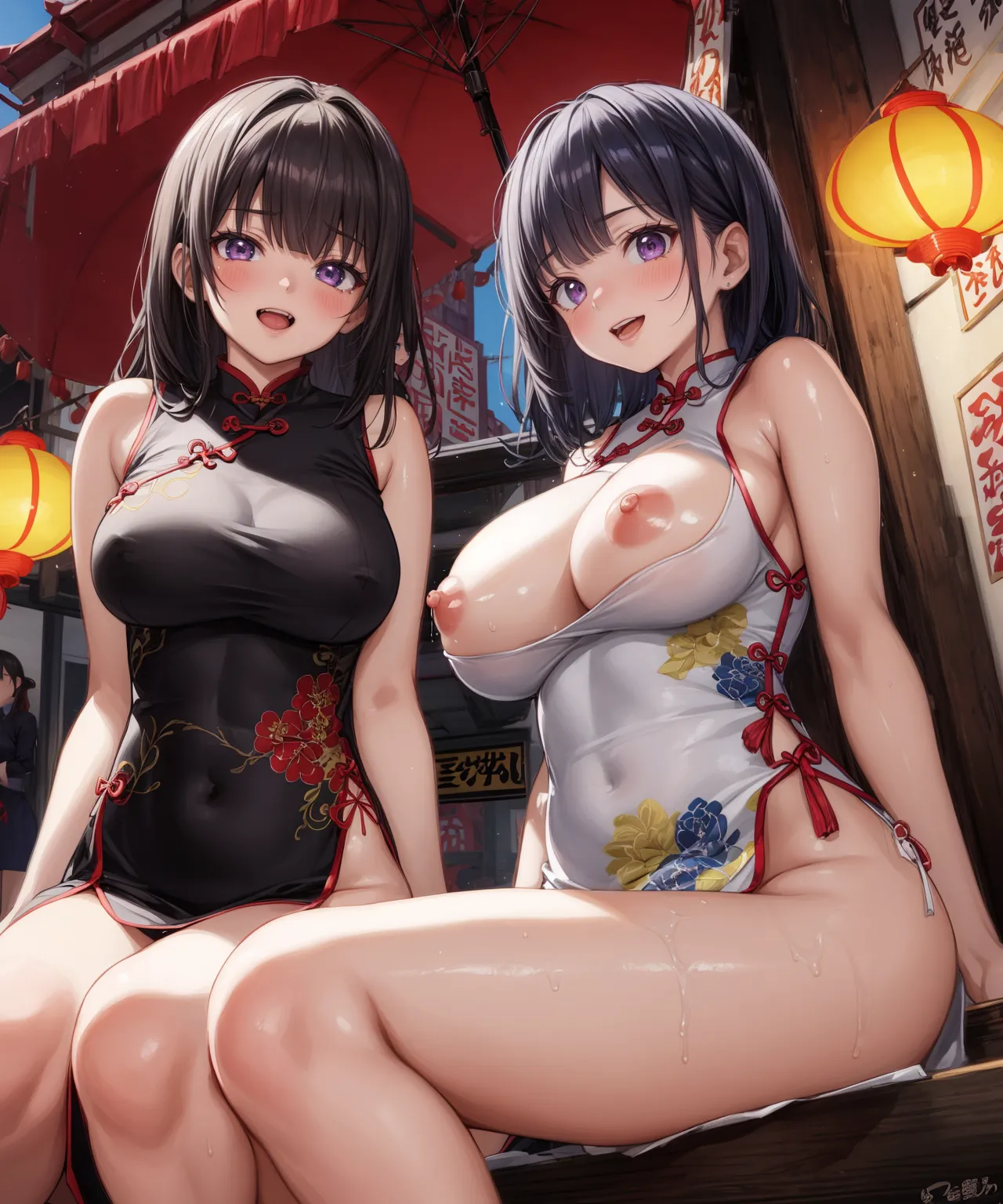 【「爆乳・超乳×チャイナドレス」AIエロ画像（イラスト・アニメ・二次元風）56枚まとめ！(2ページ目)のエロ画像16枚目