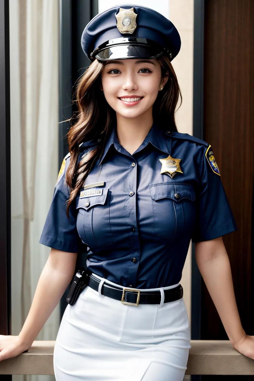 【「爆乳・超乳×女警官」AIエロ画像（リアル・実写・フォト風）192枚まとめ！(6ページ目)のエロ画像3枚目