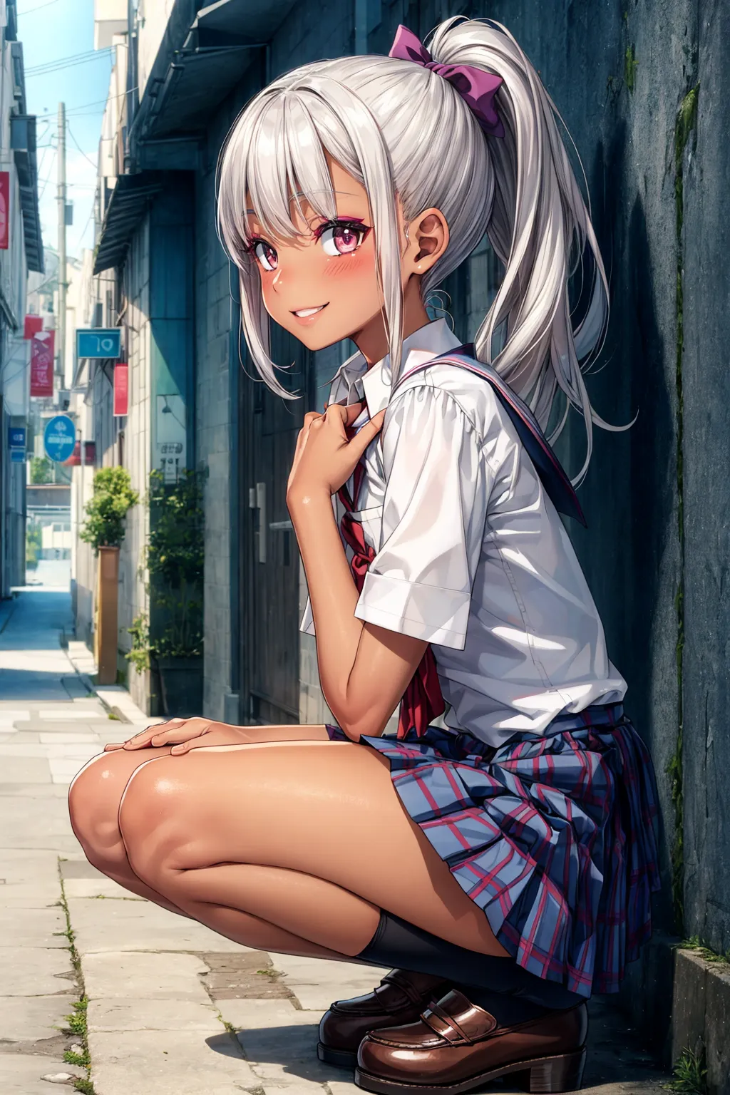 【「ギャル×学制服」AIエロ画像（イラスト・アニメ・二次元風）155枚まとめ！(4ページ目)のエロ画像23枚目