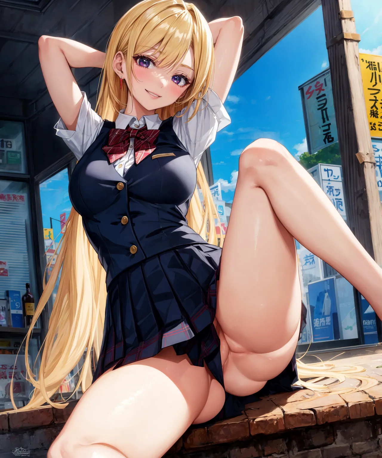【「ギャル×学制服」AIエロ画像（イラスト・アニメ・二次元風）155枚まとめ！(4ページ目)のエロ画像21枚目