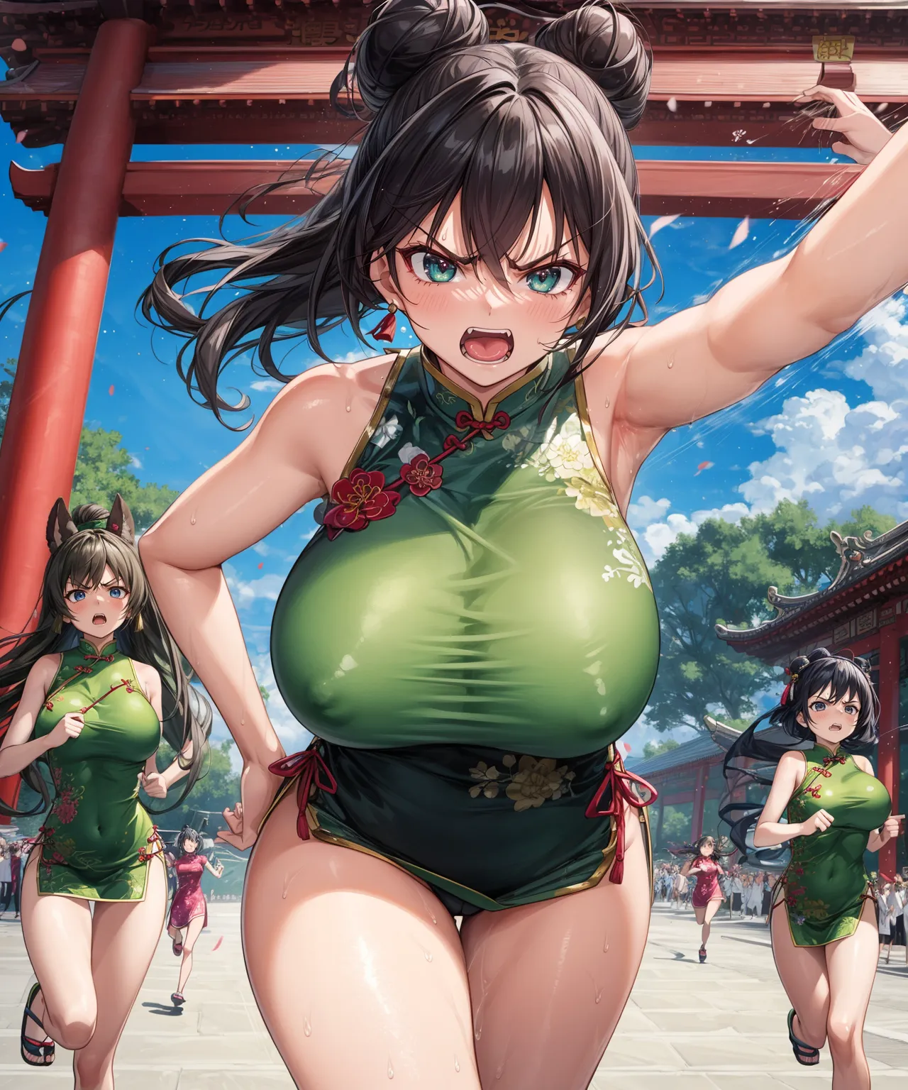 【「爆乳・超乳×チャイナドレス」AIエロ画像（イラスト・アニメ・二次元風）56枚まとめ！(2ページ目)のエロ画像11枚目