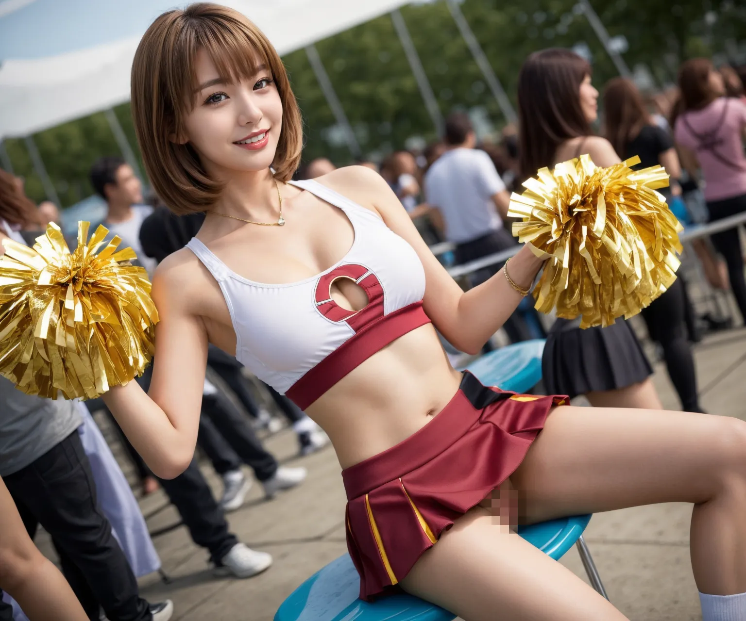 【「貧乳×チアリーダー」AIエロ画像（リアル・実写・フォト風）410枚まとめ！(10ページ目)のエロ画像17枚目