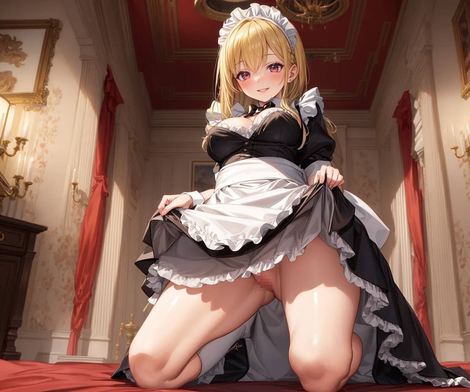 【「メイド」AIエロ画像（イラスト・アニメ・二次元風）516枚まとめ！(13ページ目)のエロ画像3枚目