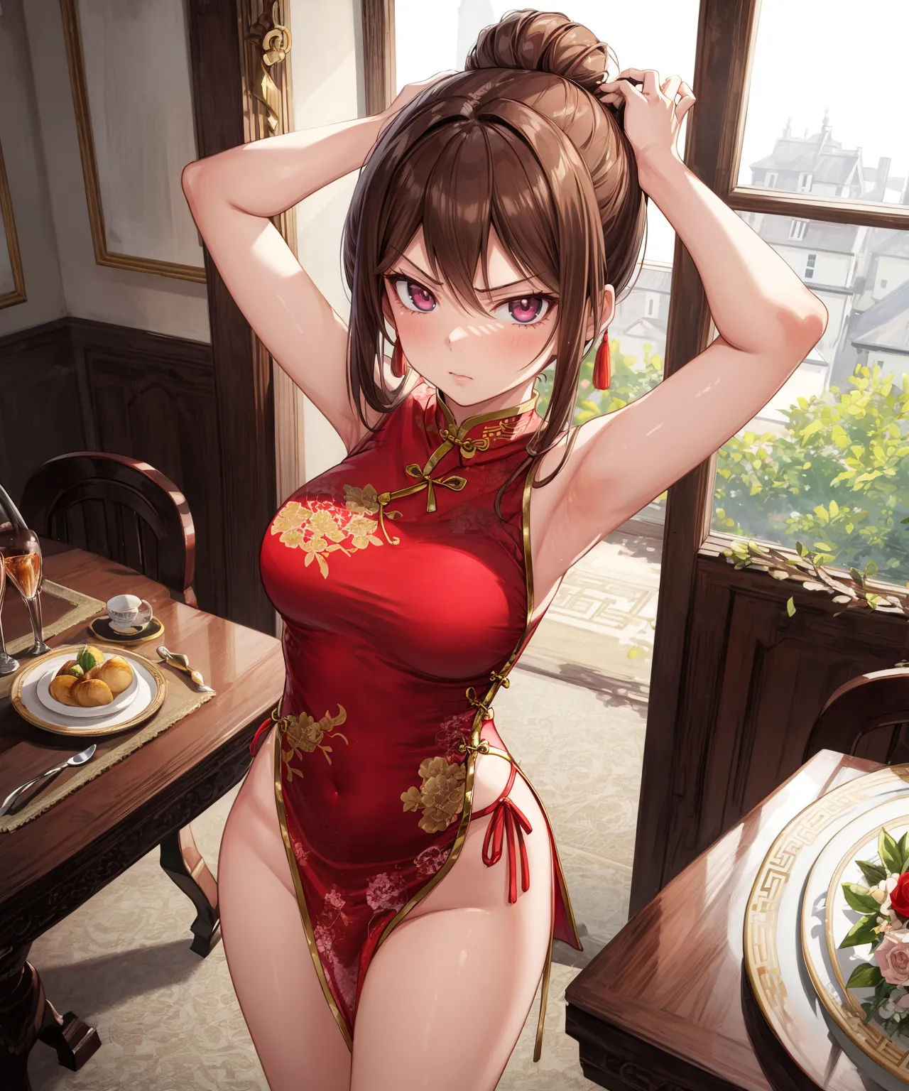 【「チャイナドレス」AIエロ画像（イラスト・アニメ・二次元風）252枚まとめ！(6ページ目)のエロ画像12枚目