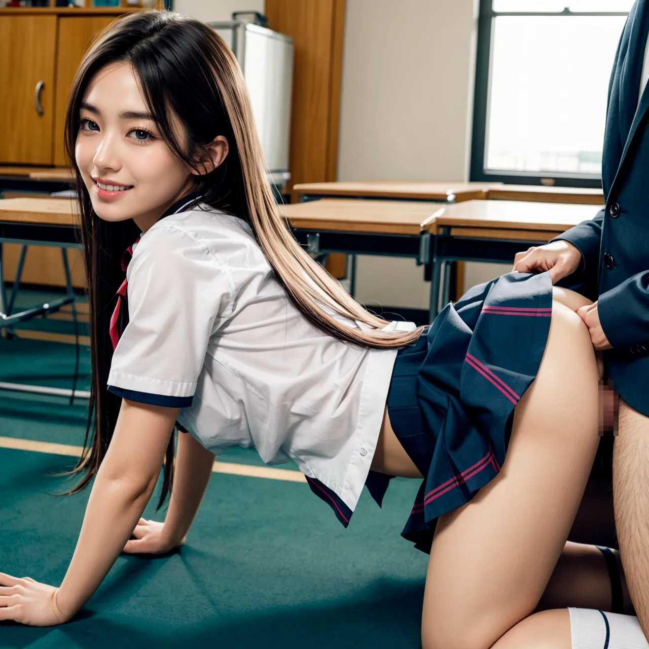 【「尻×学制服」AIエロ画像（リアル・実写・フォト風）2547枚まとめ！(56ページ目)のエロ画像12枚目