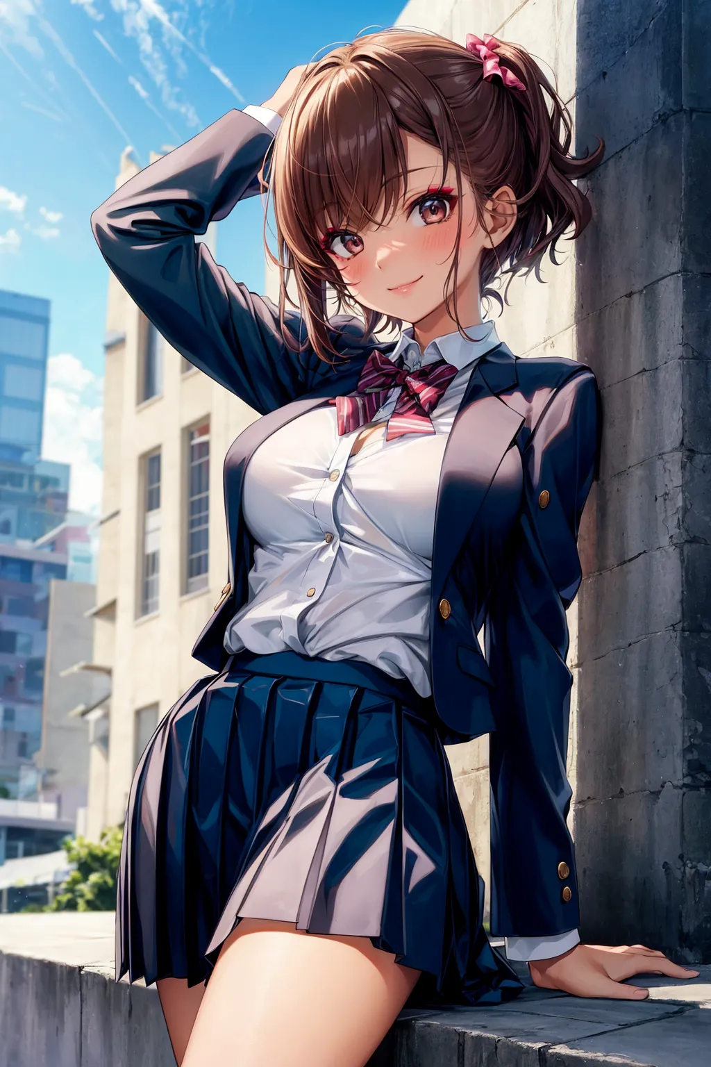 【「ギャル×学制服」AIエロ画像（イラスト・アニメ・二次元風）155枚まとめ！(4ページ目)のエロ画像7枚目
