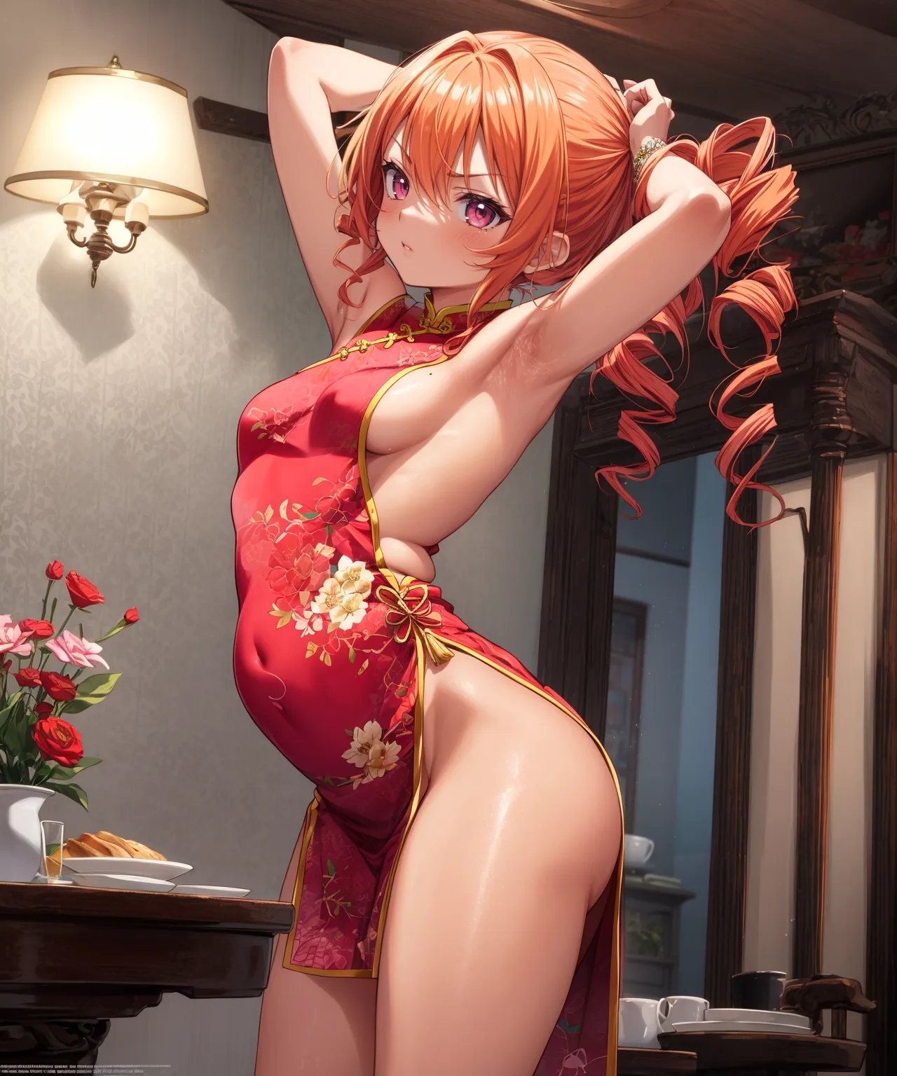 【「チャイナドレス」AIエロ画像（イラスト・アニメ・二次元風）252枚まとめ！(6ページ目)のエロ画像2枚目