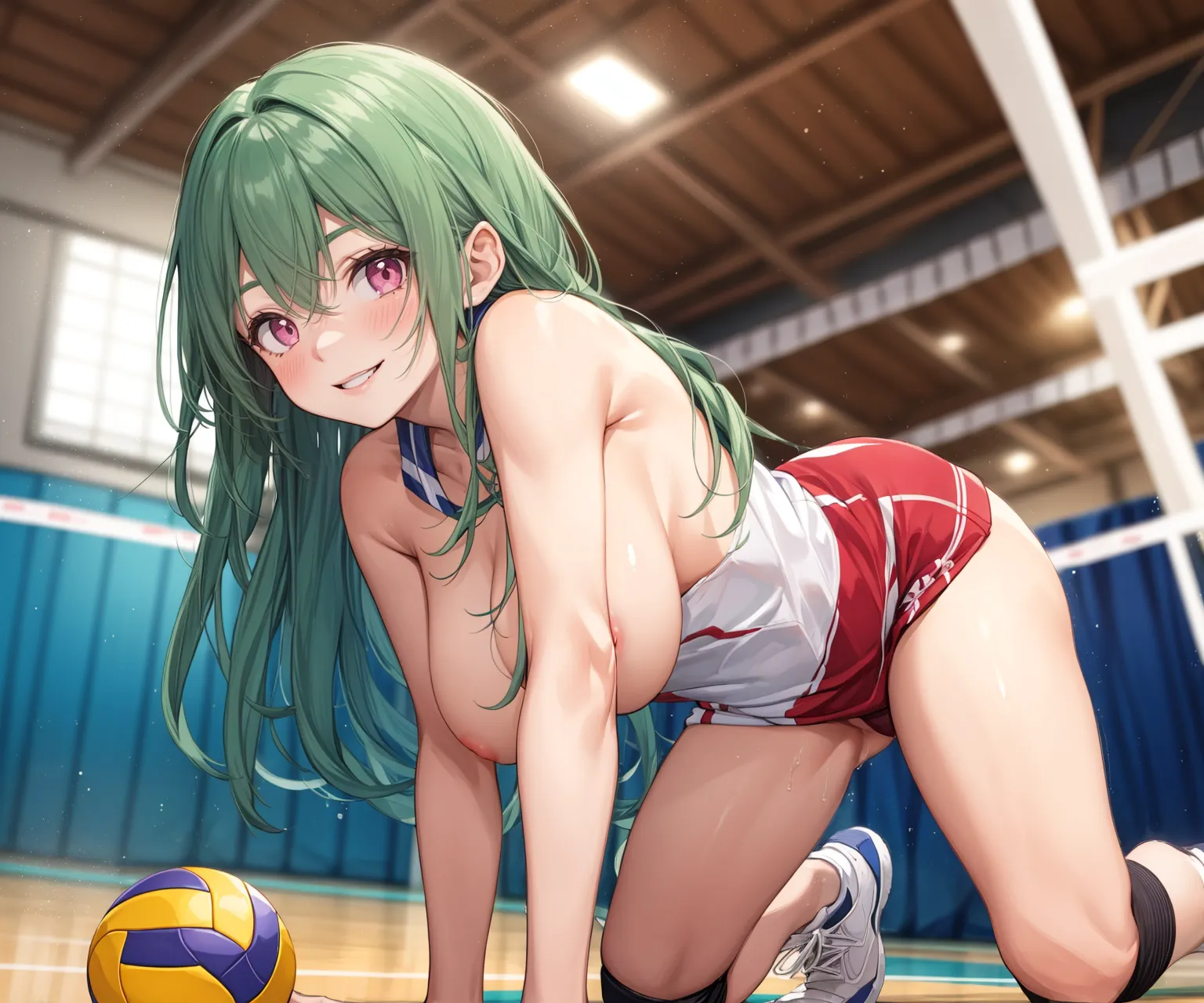 【「巨乳×バレーボール」AIエロ画像（イラスト・アニメ・二次元風）132枚まとめ！(3ページ目)のエロ画像18枚目