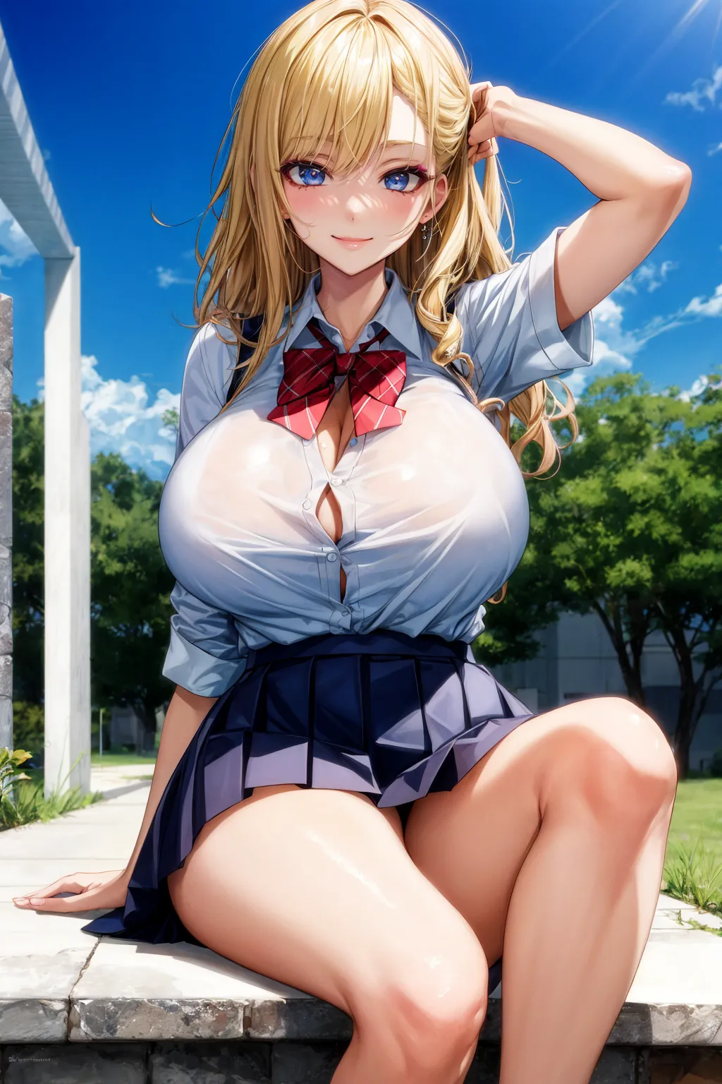 【「ギャル×爆乳・超乳」AIエロ画像（イラスト・アニメ・二次元風）67枚まとめ！(2ページ目)のエロ画像14枚目