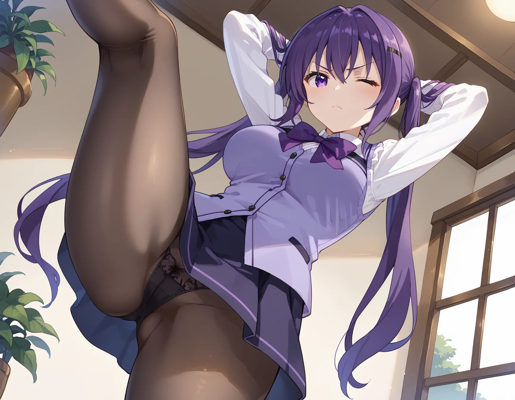 【「巨乳×パンスト」AIエロ画像（イラスト・アニメ・二次元風）575枚まとめ！(12ページ目)のエロ画像14枚目