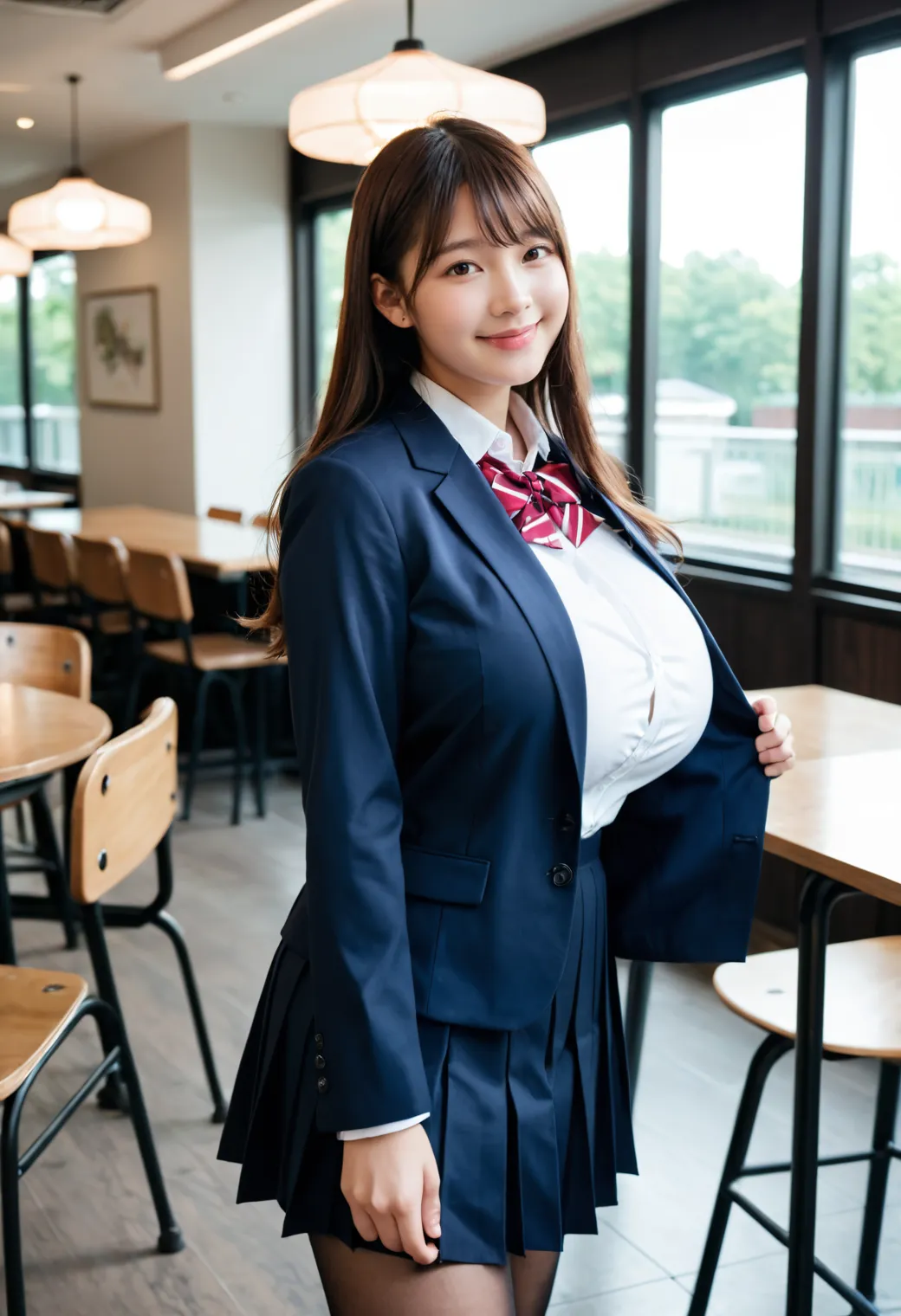 【「爆乳・超乳×学制服」AIエロ画像（リアル・実写・フォト風）1962枚まとめ！(38ページ目)のエロ画像1枚目