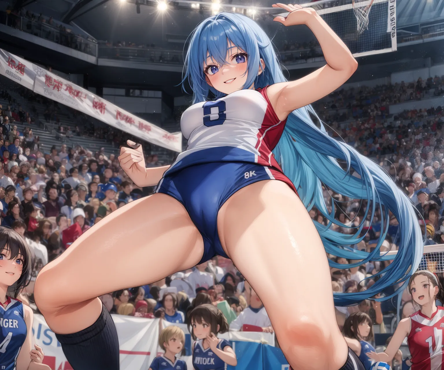 【「巨乳×バレーボール」AIエロ画像（イラスト・アニメ・二次元風）132枚まとめ！(3ページ目)のエロ画像12枚目