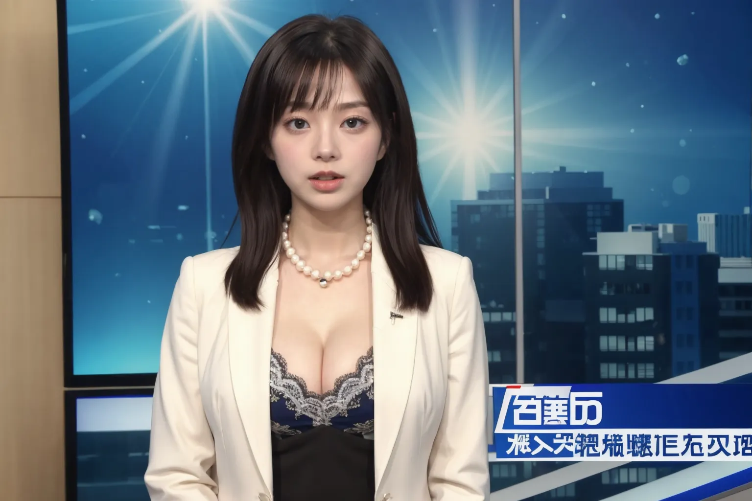 【「爆乳・超乳×女子アナウンサー」AIエロ画像（リアル・実写・フォト風）369枚まとめ！(8ページ目)のエロ画像13枚目
