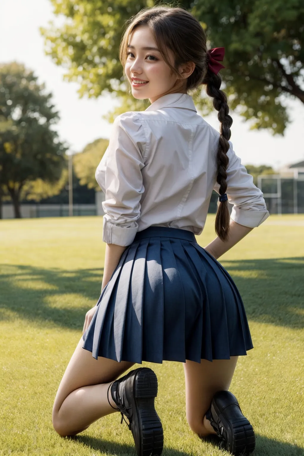【「尻×学制服」AIエロ画像（リアル・実写・フォト風）2547枚まとめ！(44ページ目)のエロ画像18枚目