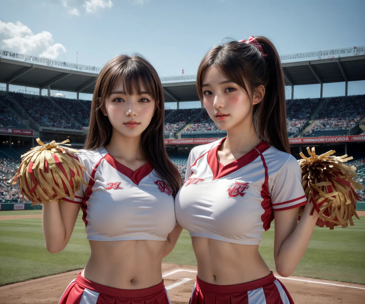 【「爆乳・超乳×チアリーダー」AIエロ画像（リアル・実写・フォト風）199枚まとめ！(4ページ目)のエロ画像13枚目