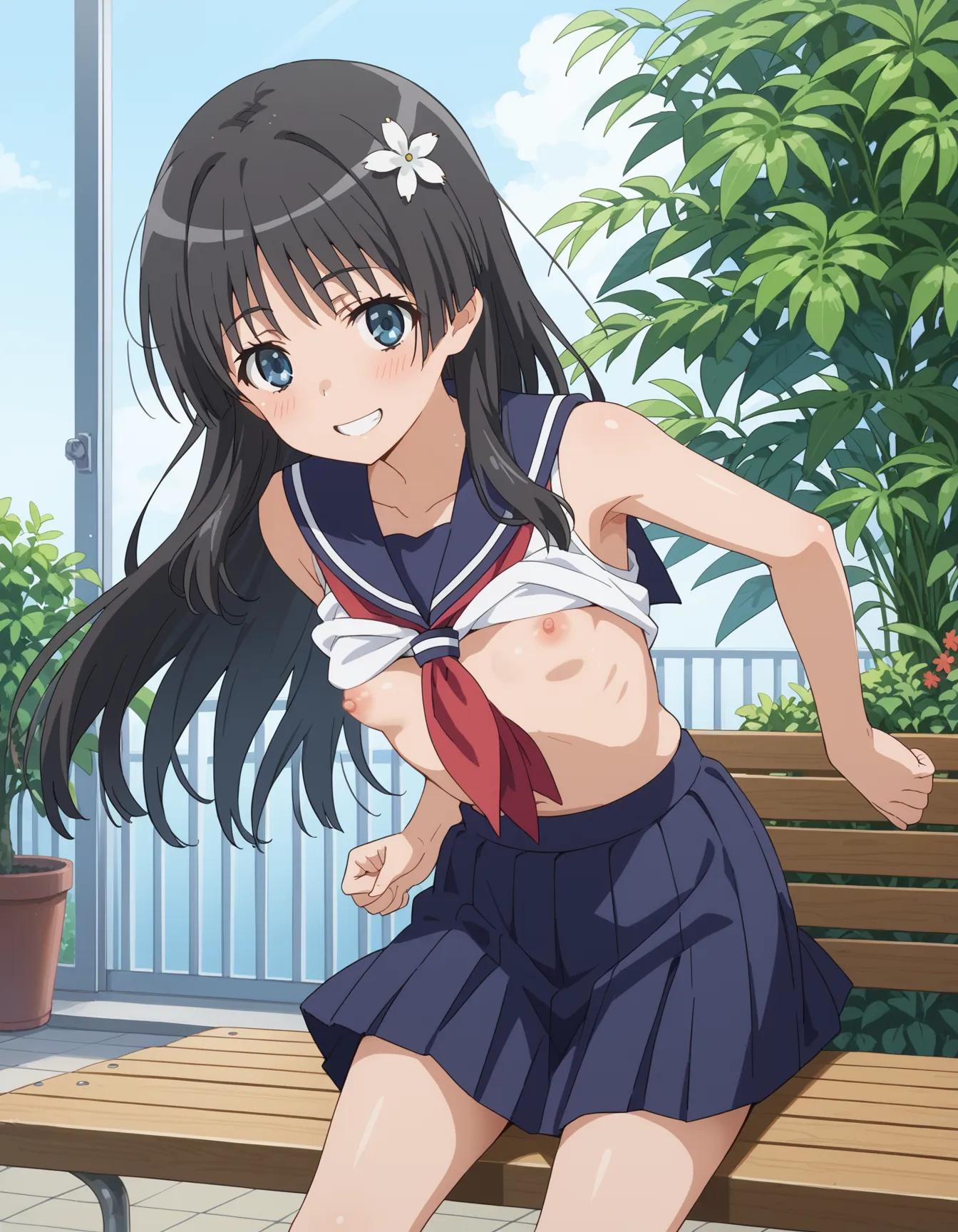 【「貧乳×学制服」AIエロ画像（イラスト・アニメ・二次元風）606枚まとめ！(11ページ目)のエロ画像14枚目
