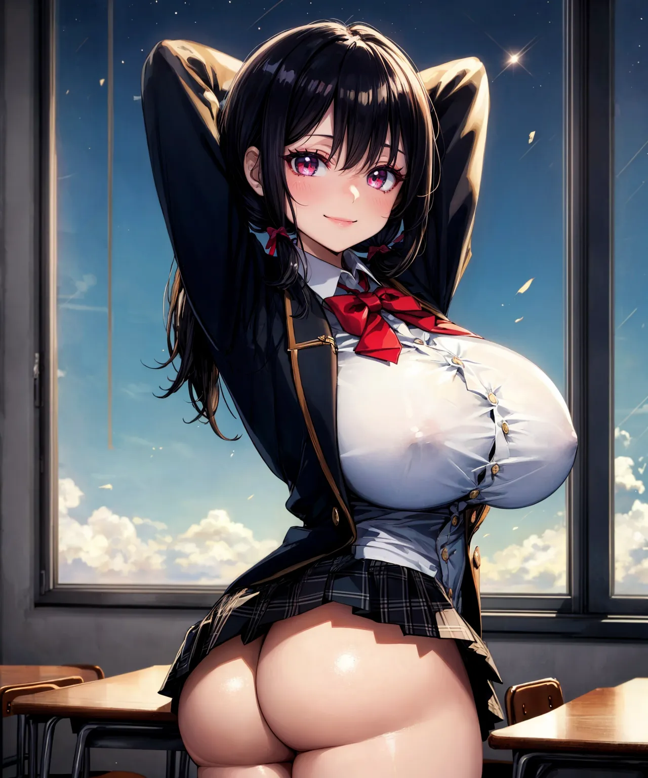 【「ギャル×学制服」AIエロ画像（イラスト・アニメ・二次元風）155枚まとめ！(3ページ目)のエロ画像23枚目