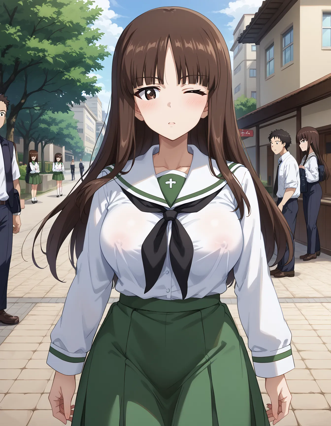 【「学制服」AIエロ画像（イラスト・アニメ・二次元風）4855枚まとめ！(81ページ目)のエロ画像3枚目
