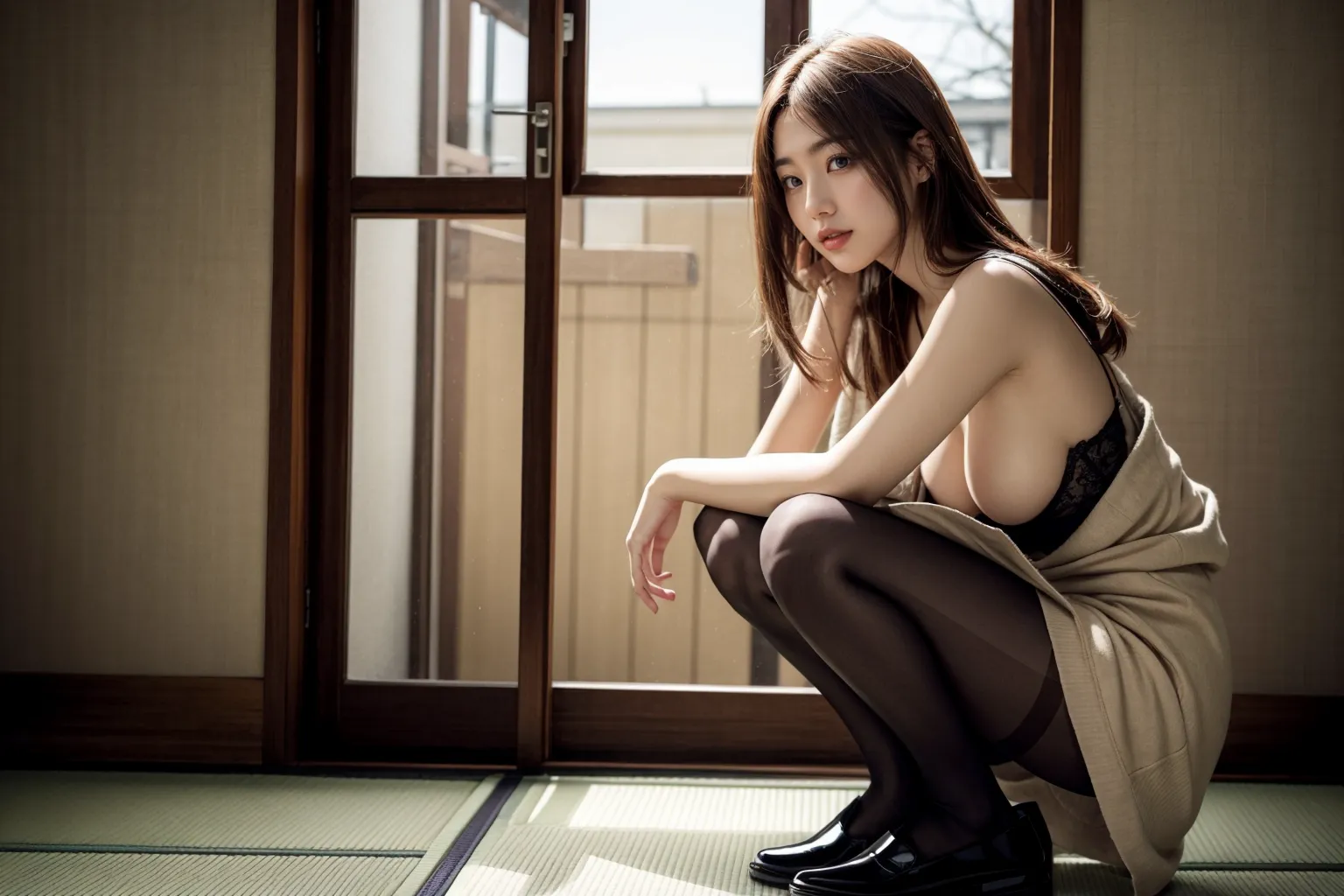 【「貧乳×パンスト」AIエロ画像（リアル・実写・フォト風）473枚まとめ！(8ページ目)のエロ画像24枚目