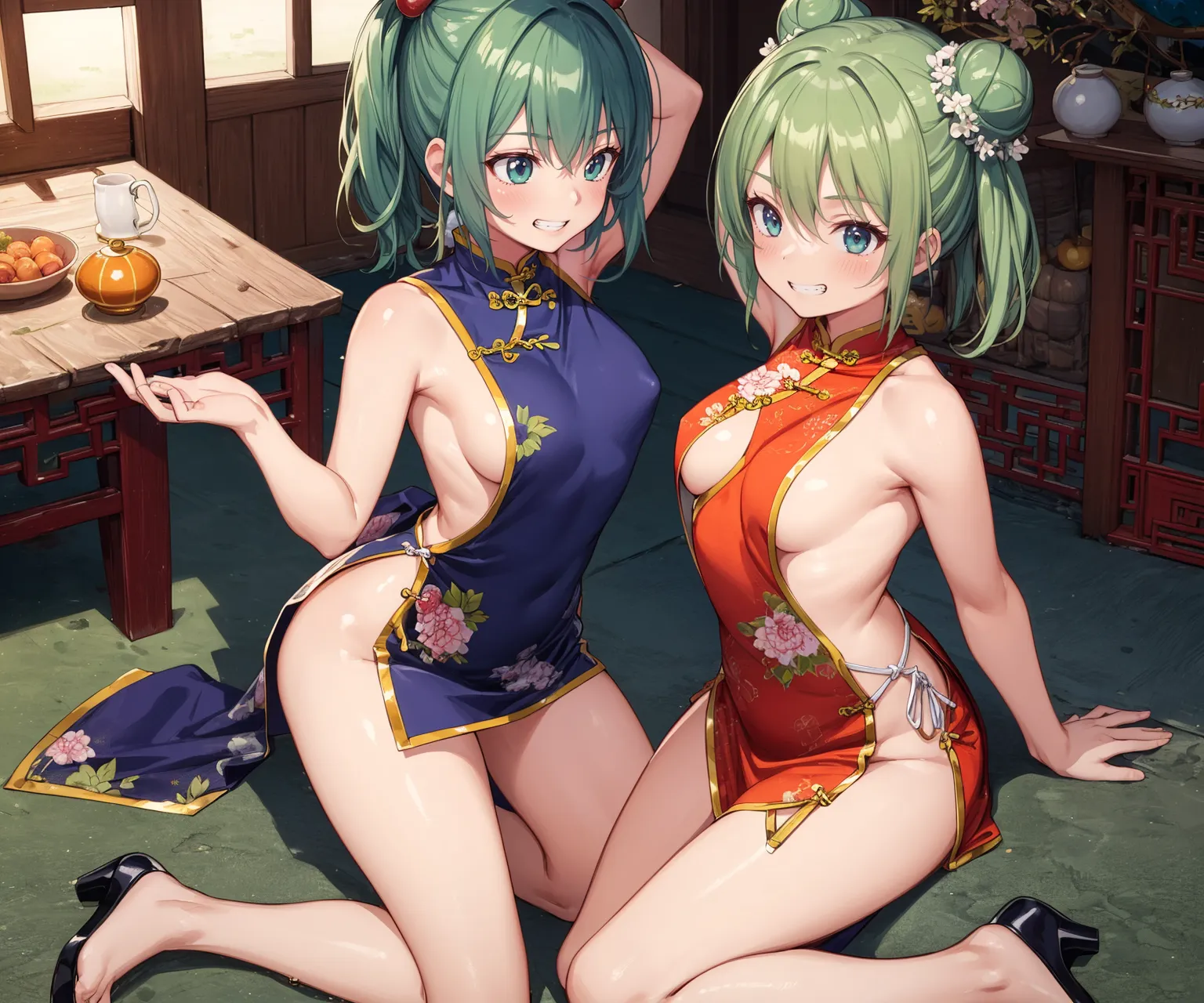 【「チャイナドレス」AIエロ画像（イラスト・アニメ・二次元風）252枚まとめ！(4ページ目)のエロ画像17枚目