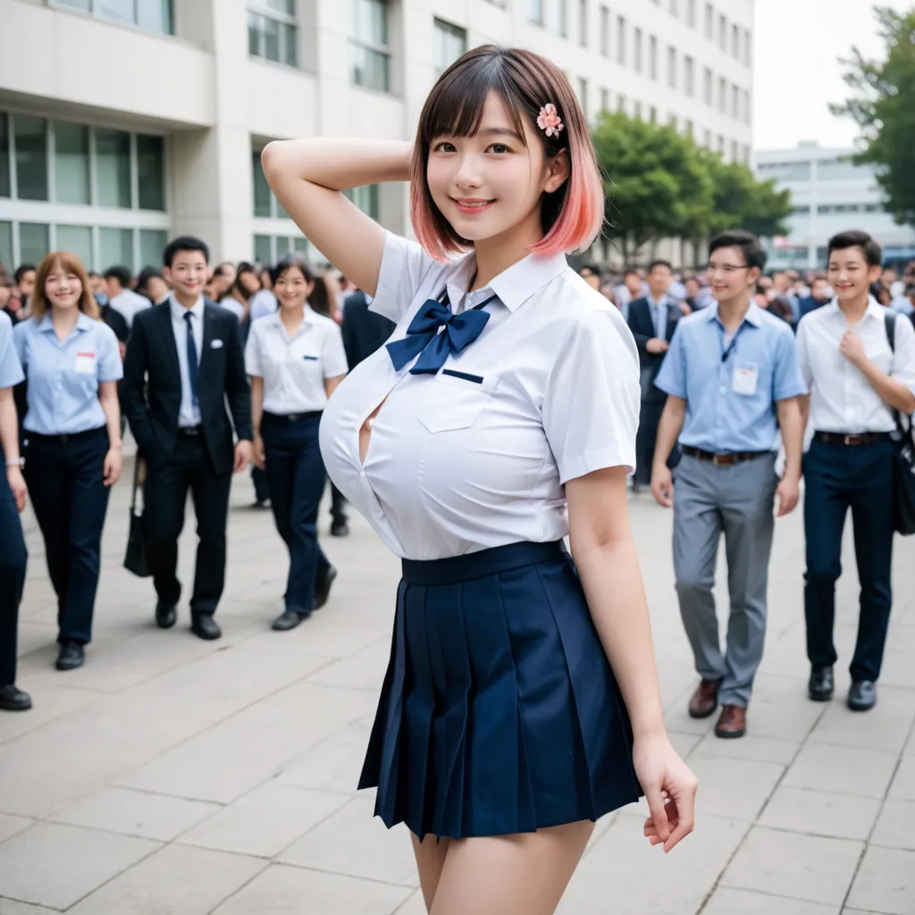 【「爆乳・超乳×学制服」AIエロ画像（リアル・実写・フォト風）1962枚まとめ！(31ページ目)のエロ画像25枚目