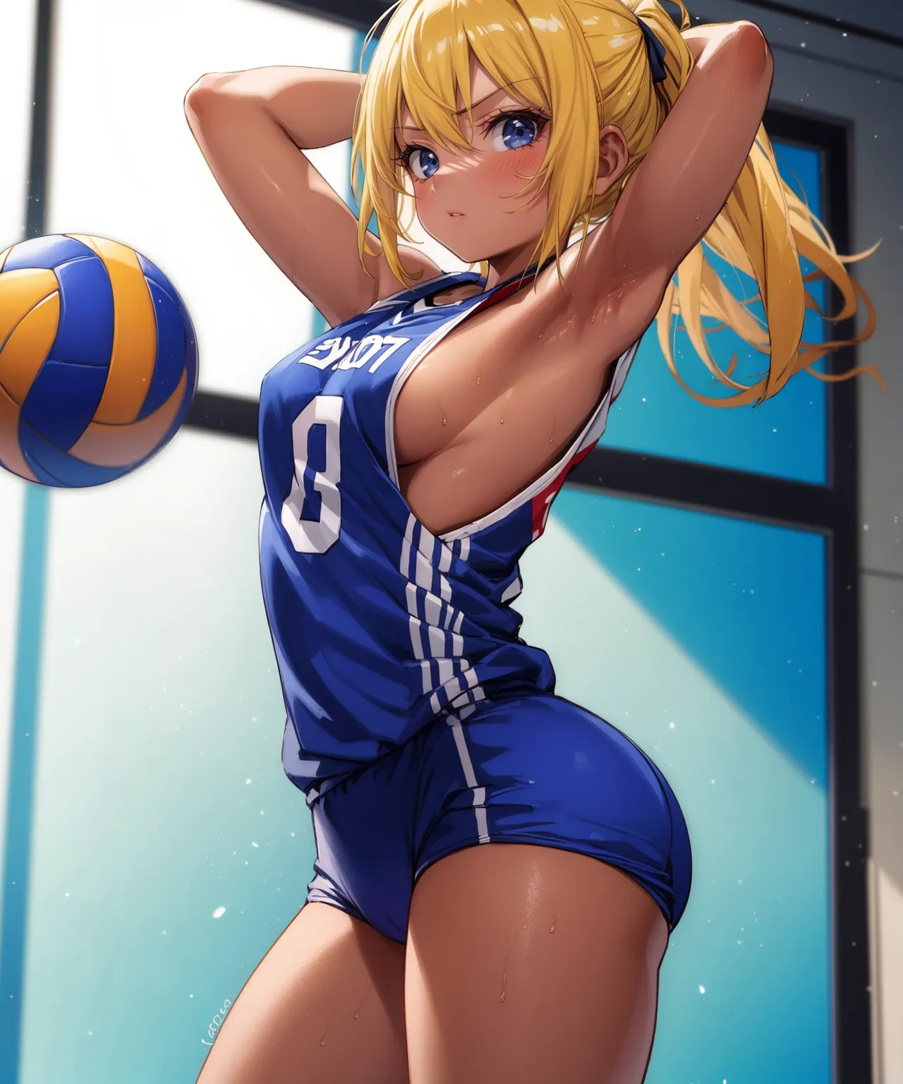 【「貧乳×バレーボール」AIエロ画像（イラスト・アニメ・二次元風）57枚まとめ！のエロ画像26枚目