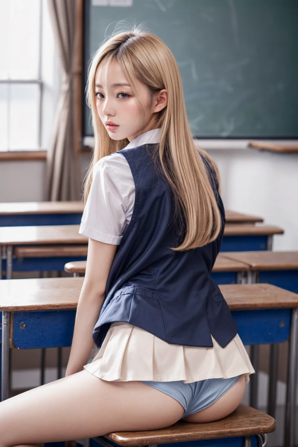 【「尻×学制服」AIエロ画像（リアル・実写・フォト風）2547枚まとめ！(34ページ目)のエロ画像10枚目