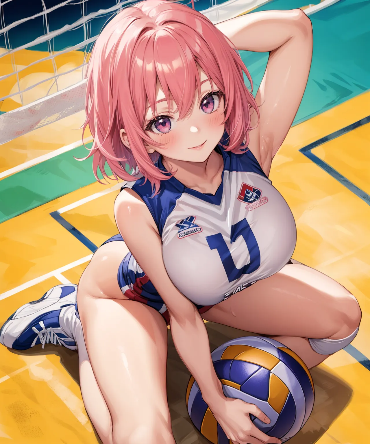 【「巨乳×バレーボール」AIエロ画像（イラスト・アニメ・二次元風）132枚まとめ！(2ページ目)のエロ画像16枚目
