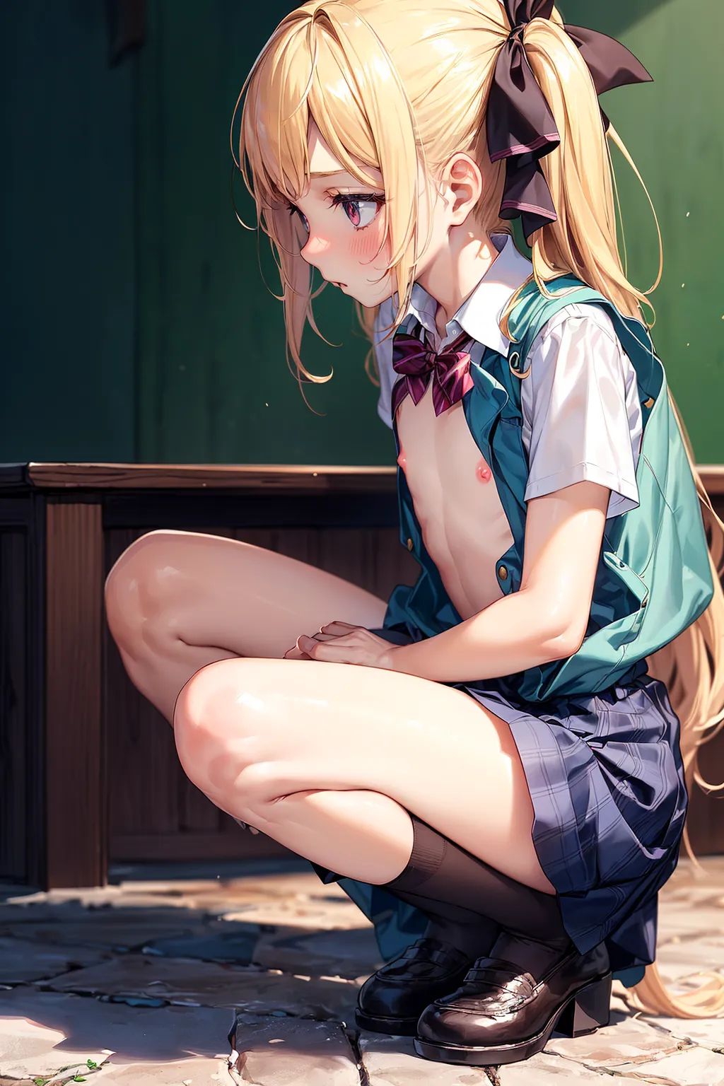 【「女子校生・JK×貧乳」AIエロ画像（イラスト・アニメ・二次元風）79枚まとめ！のエロ画像29枚目