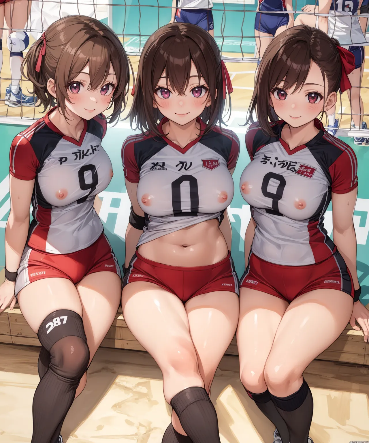 【「巨乳×バレーボール」AIエロ画像（イラスト・アニメ・二次元風）132枚まとめ！(2ページ目)のエロ画像10枚目