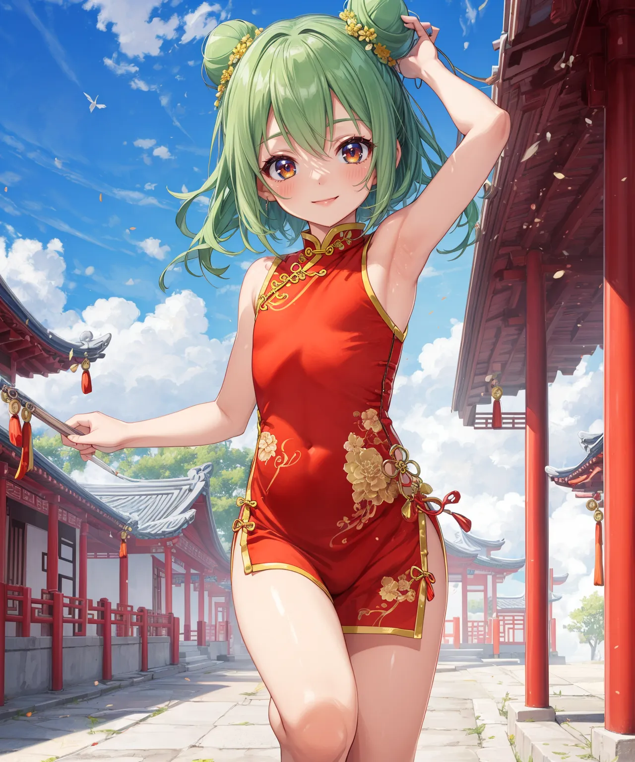 【「貧乳×チャイナドレス」AIエロ画像（イラスト・アニメ・二次元風）39枚まとめ！のエロ画像11枚目