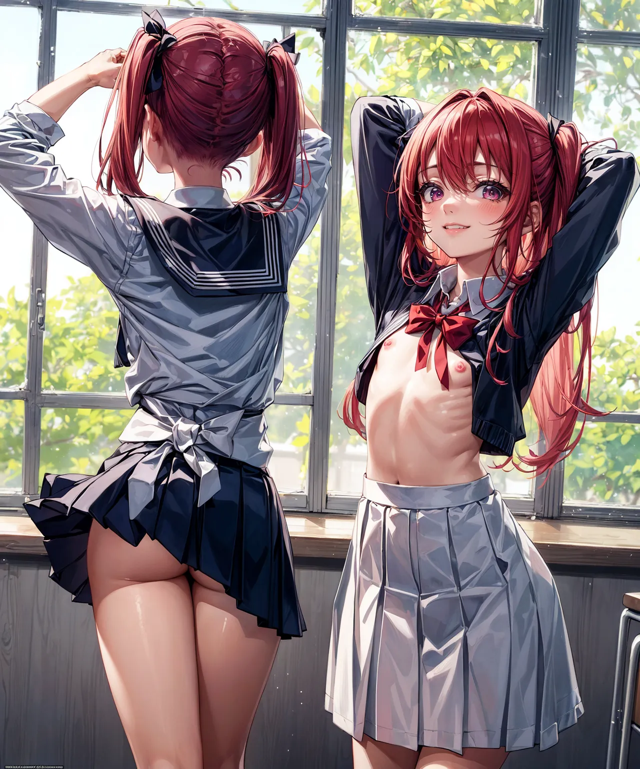 【「女子校生・JK×貧乳」AIエロ画像（イラスト・アニメ・二次元風）79枚まとめ！のエロ画像18枚目