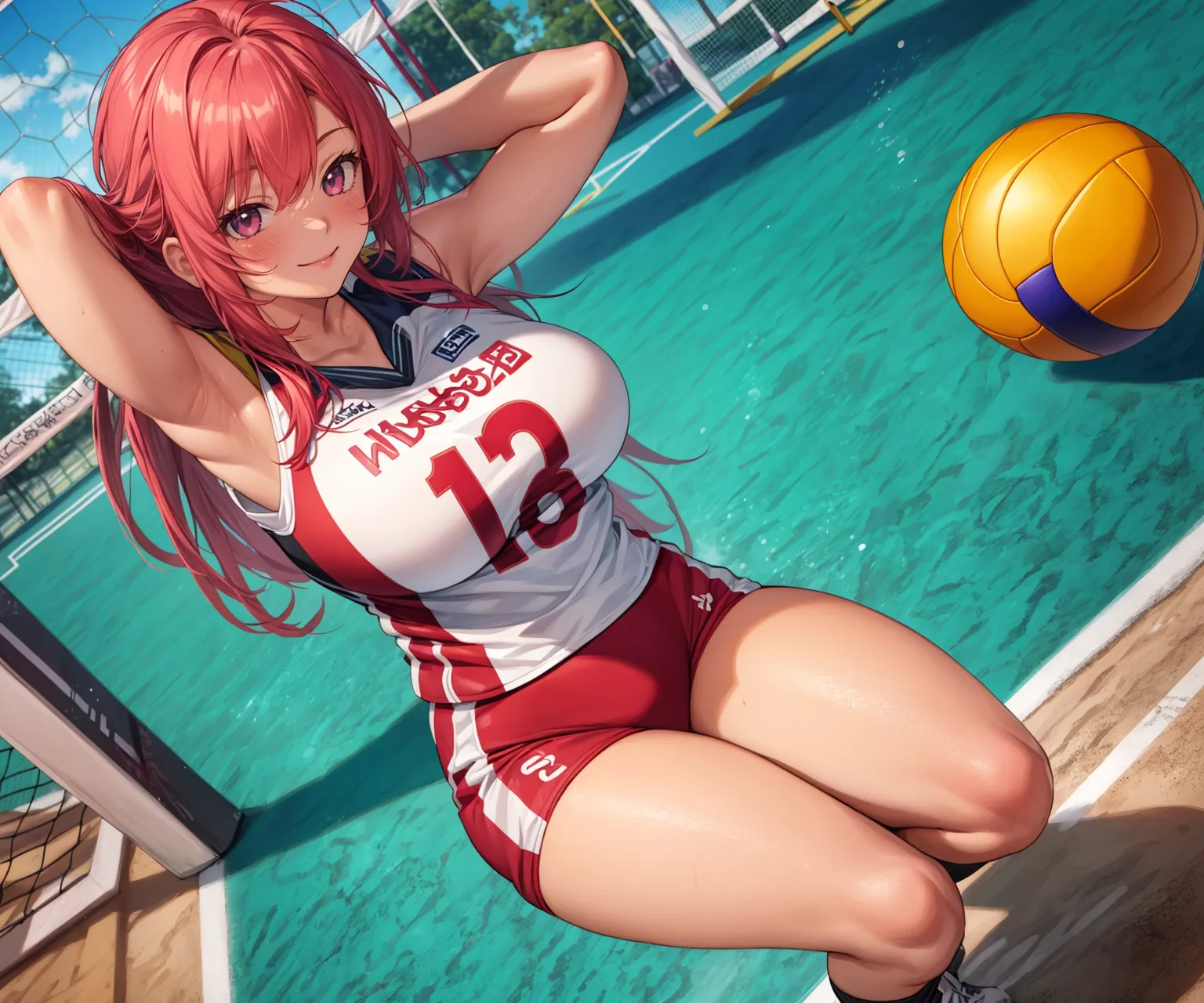 【「巨乳×バレーボール」AIエロ画像（イラスト・アニメ・二次元風）132枚まとめ！(2ページ目)のエロ画像5枚目