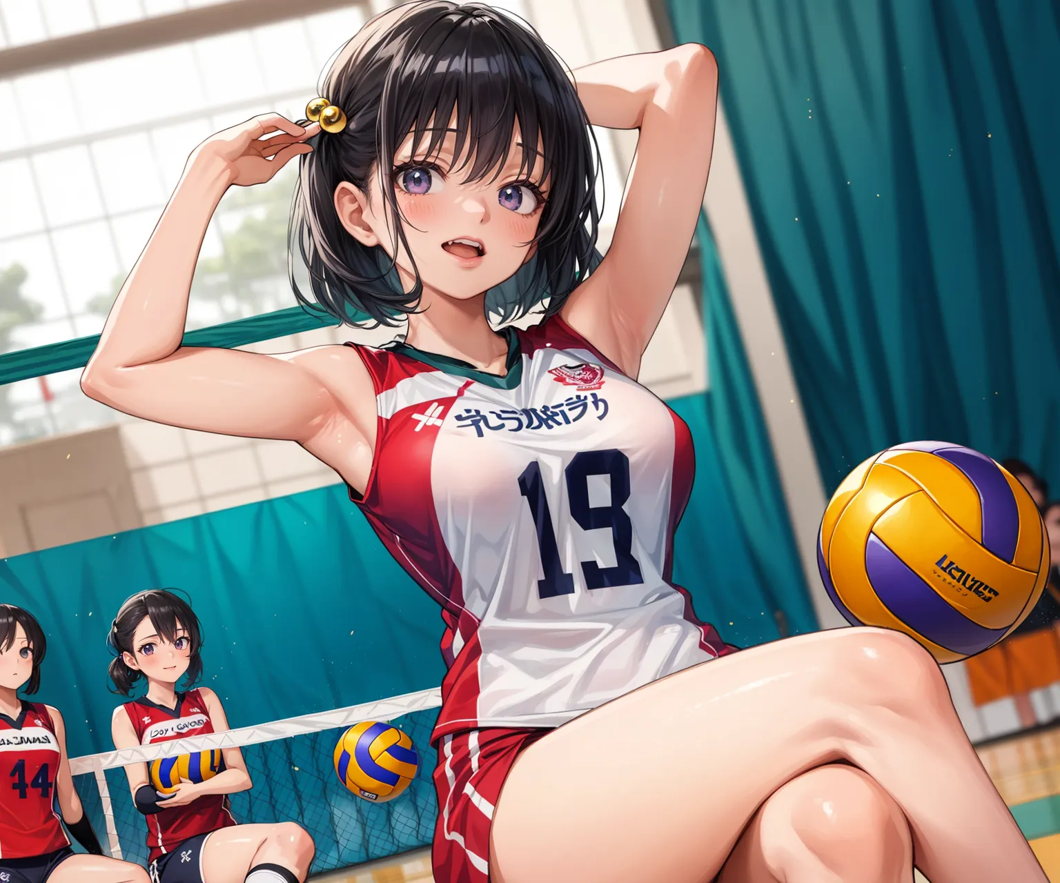 【「巨乳×バレーボール」AIエロ画像（イラスト・アニメ・二次元風）132枚まとめ！(2ページ目)のエロ画像4枚目