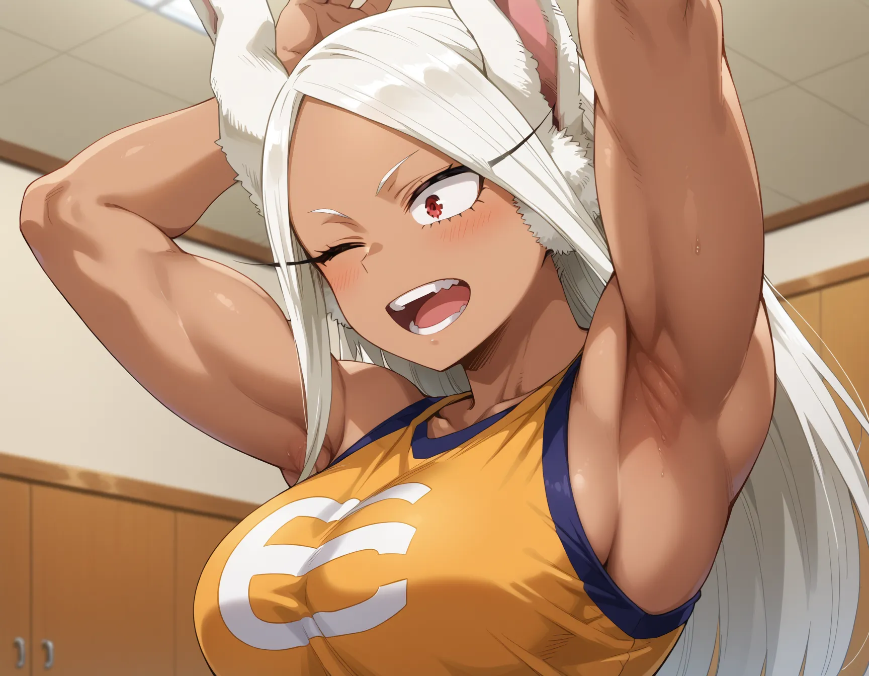 【「巨乳×バレーボール」AIエロ画像（イラスト・アニメ・二次元風）132枚まとめ！(2ページ目)のエロ画像1枚目