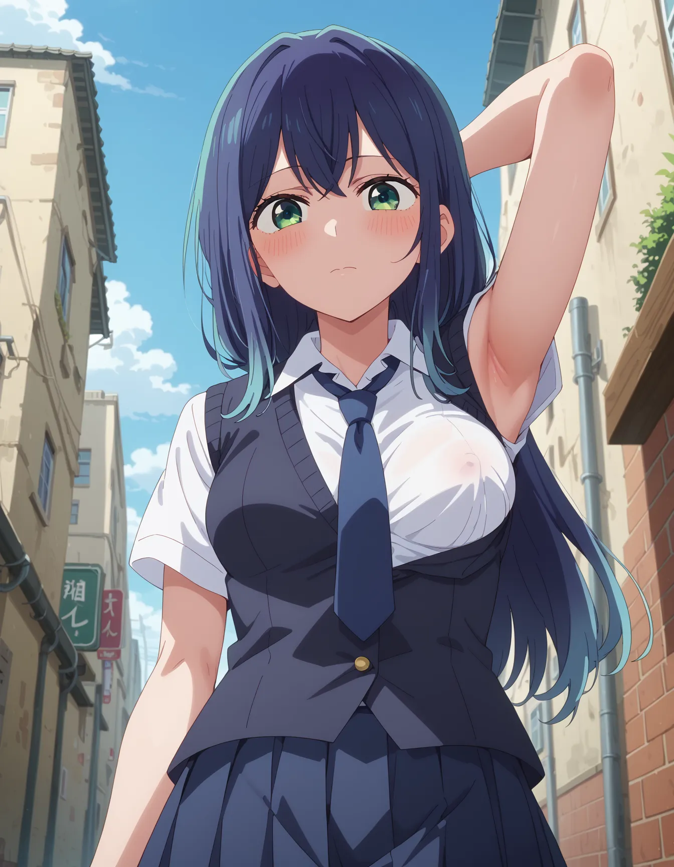 【「学制服」AIエロ画像（イラスト・アニメ・二次元風）4855枚まとめ！(41ページ目)のエロ画像17枚目