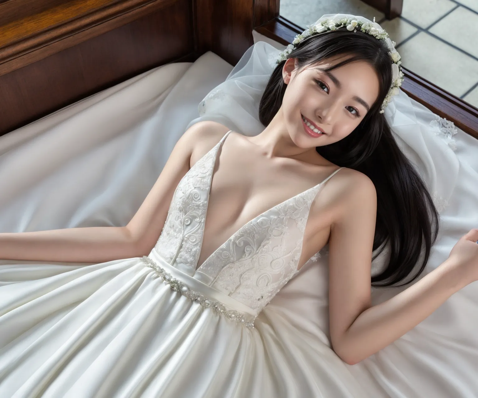 【「貧乳×ウェディングドレス」AIエロ画像（リアル・実写・フォト風）423枚まとめ！(4ページ目)のエロ画像5枚目