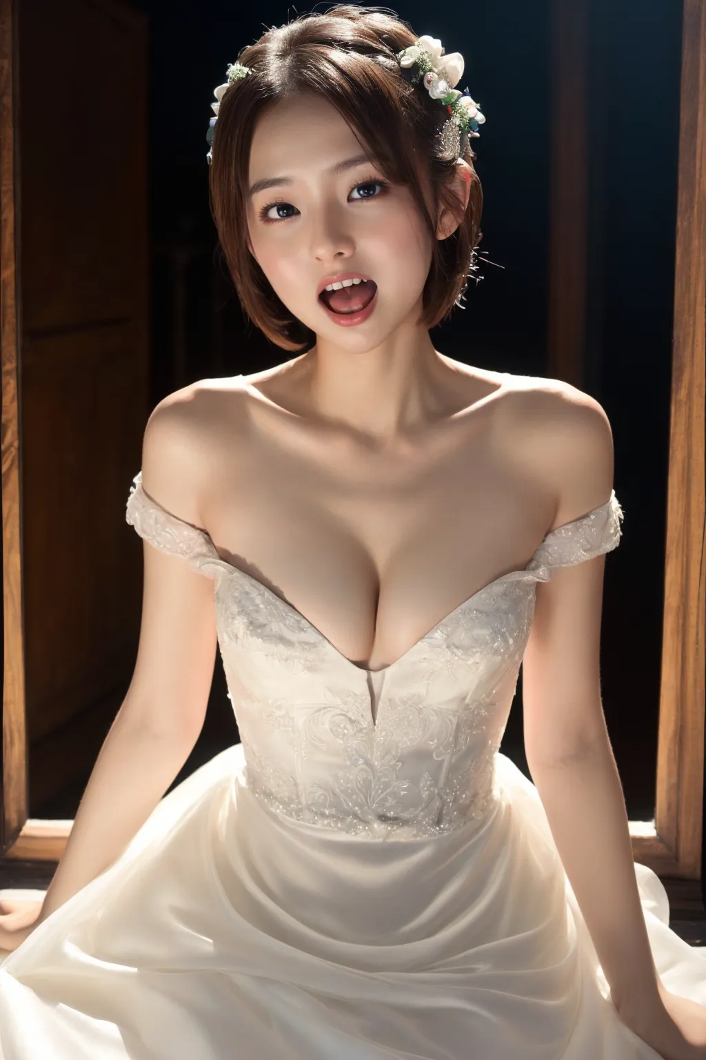 【「貧乳×ウェディングドレス」AIエロ画像（リアル・実写・フォト風）423枚まとめ！(2ページ目)のエロ画像17枚目